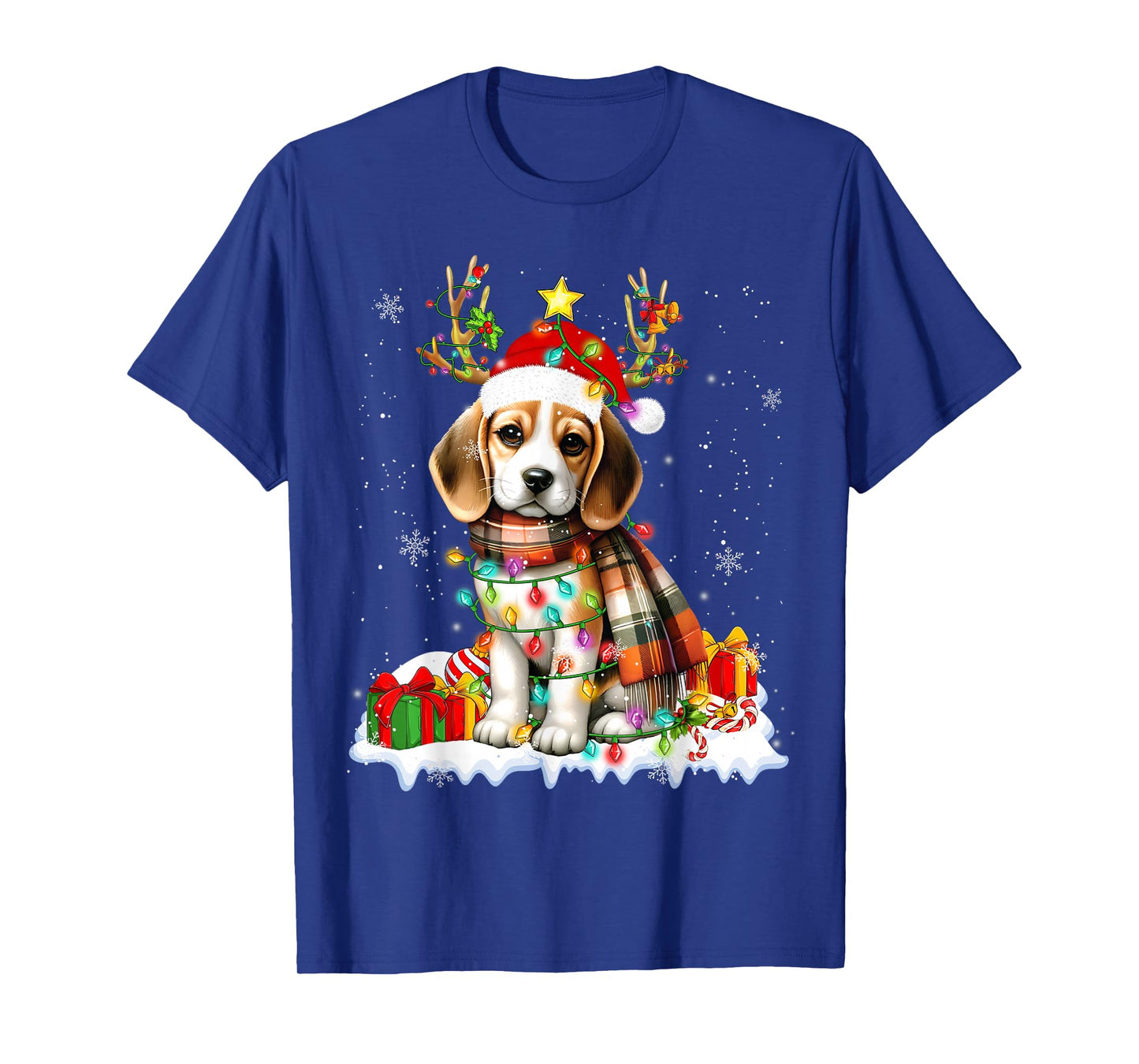 Santa Beagle Christmas Lights Funny Reindeer Dog Xmas 2026 T-Shirt