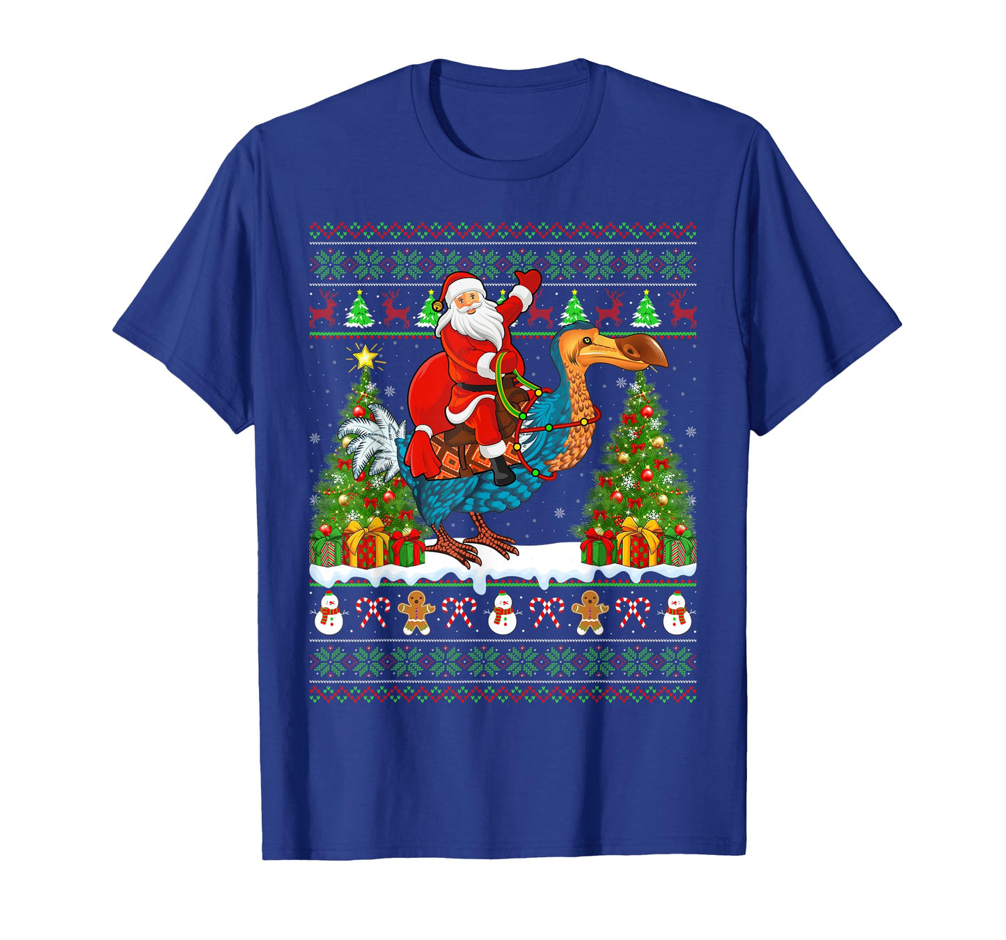 Dodo Bird Lover Funny Ugly Santa Riding Dodo Christmas T-Shirt