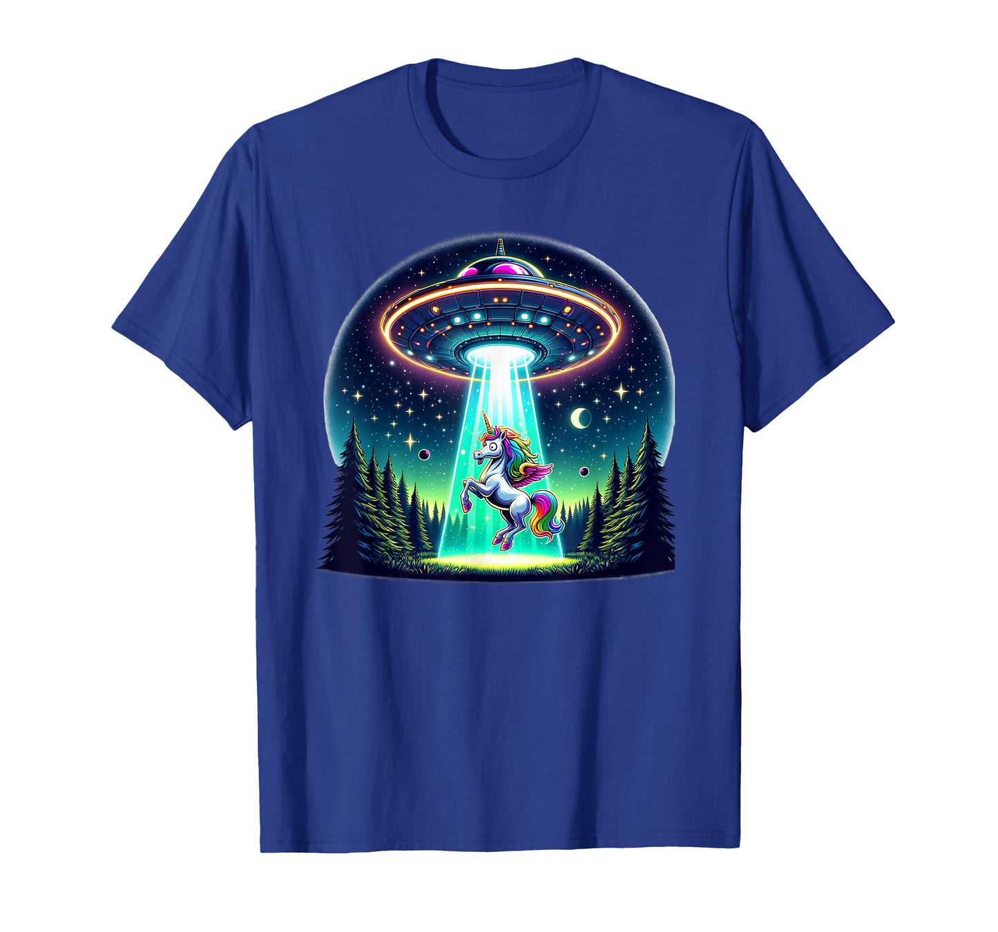 Rainbow Unicorn Abduction Alien Invasion Funny UFO Spaceship T-Shirt
