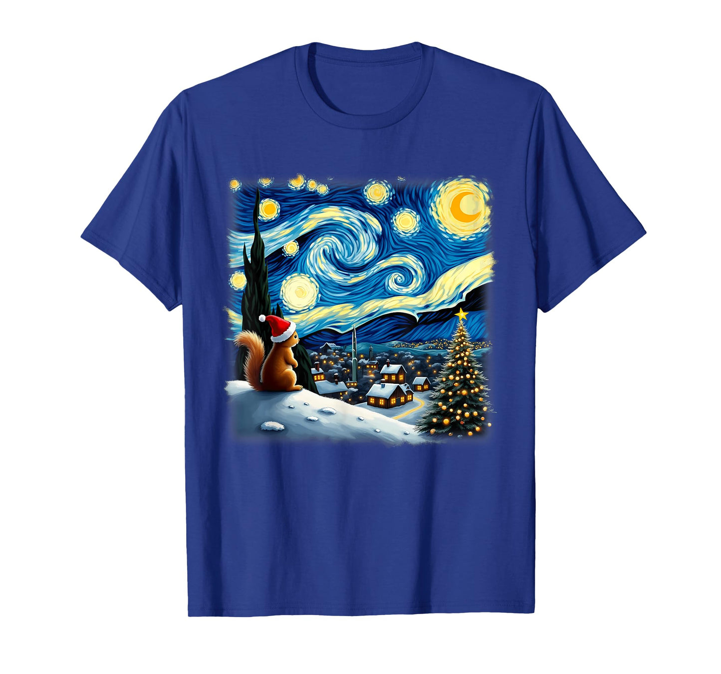 Christmas Squirrel Starry Night T-Shirt