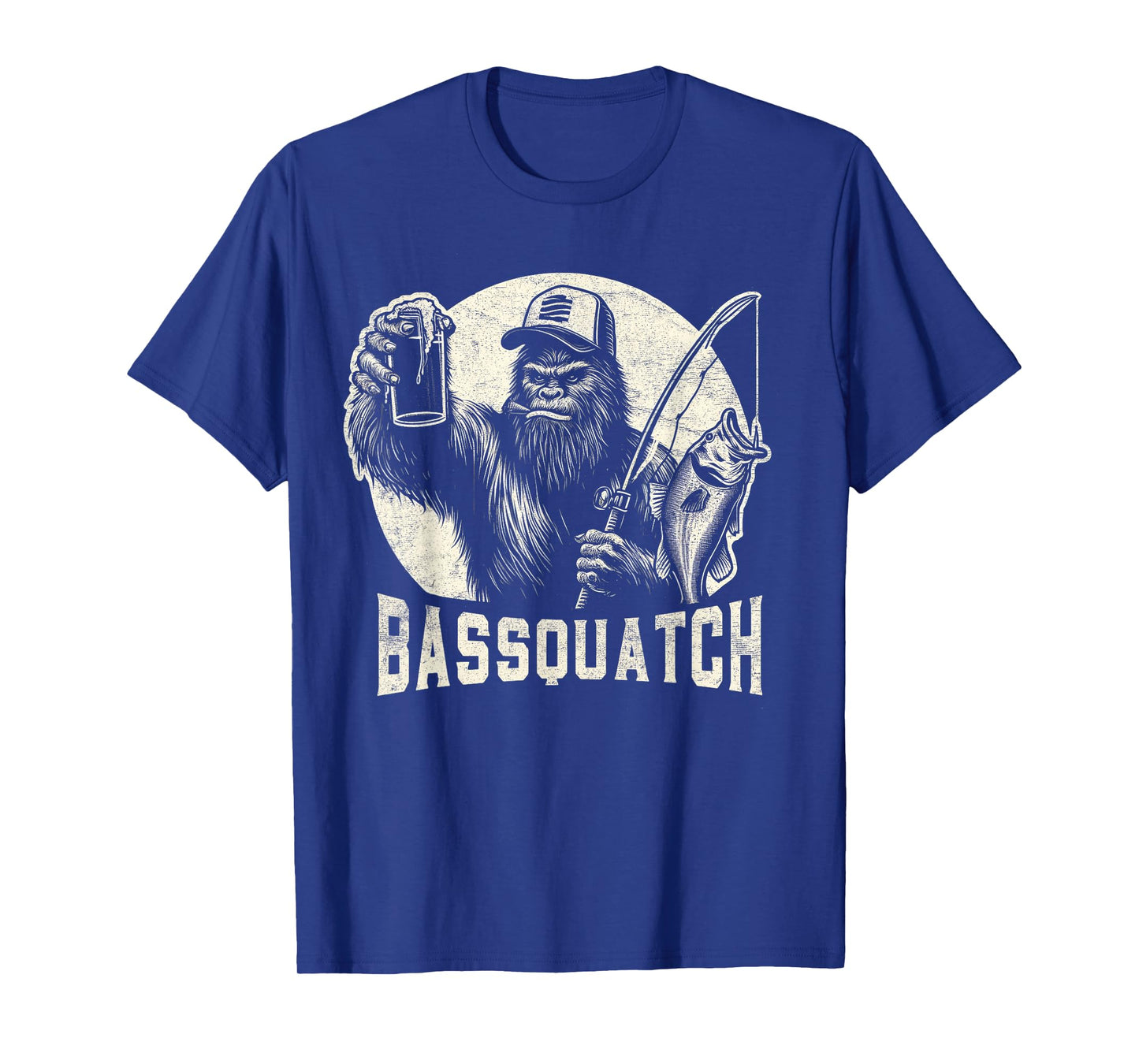Bassquatch Sasquatch Men's Bass Fishing Bigfoot 80's Vintage T-Shirt