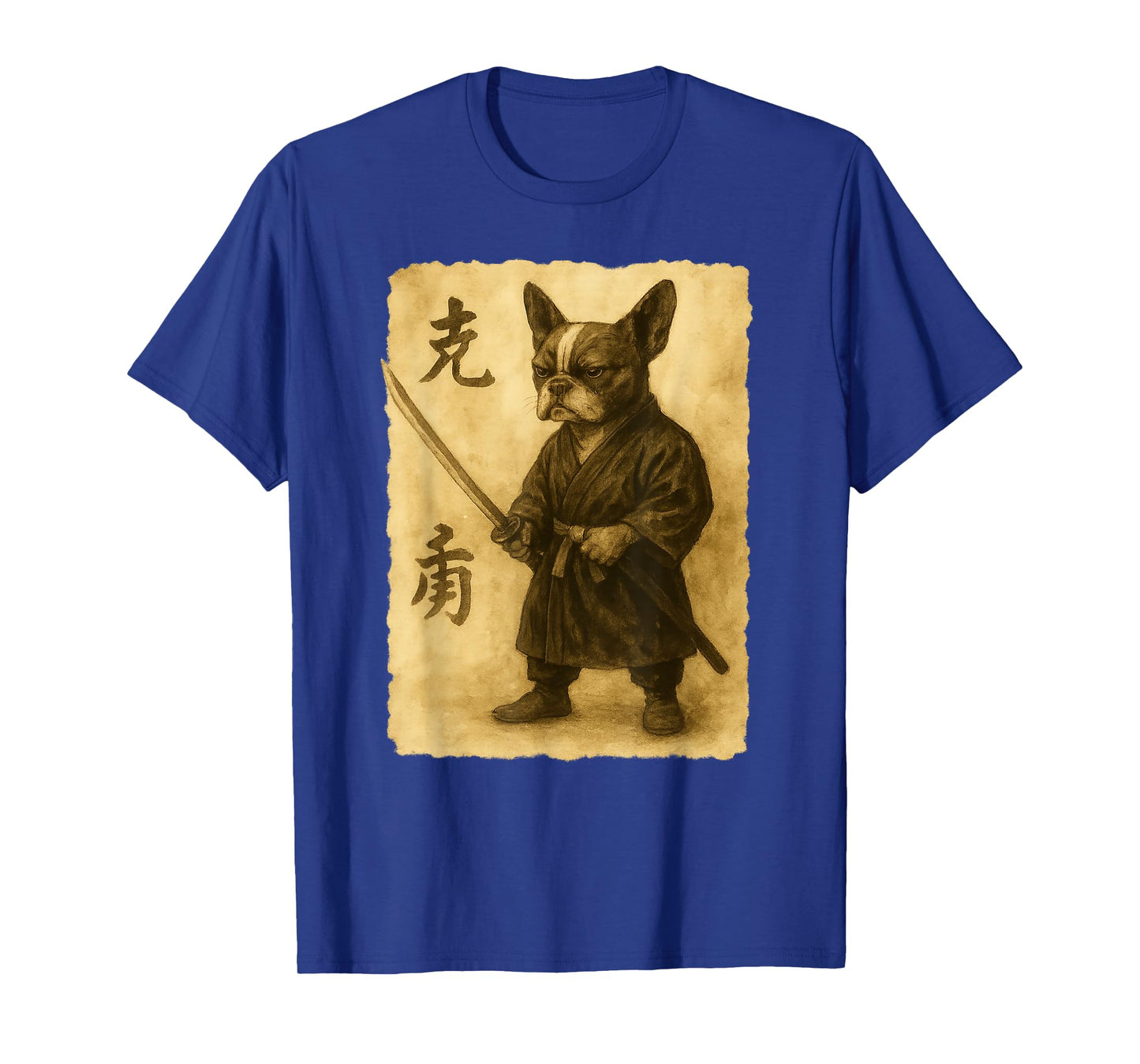 Samurai French Bulldog Watercolor Ukiyo Style T-Shirt