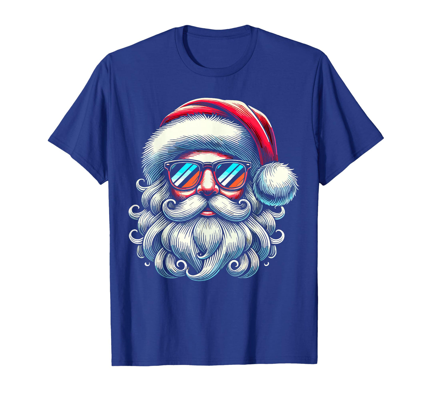 Santa Face Retro Sunglasses Christmas Xmas T-Shirt