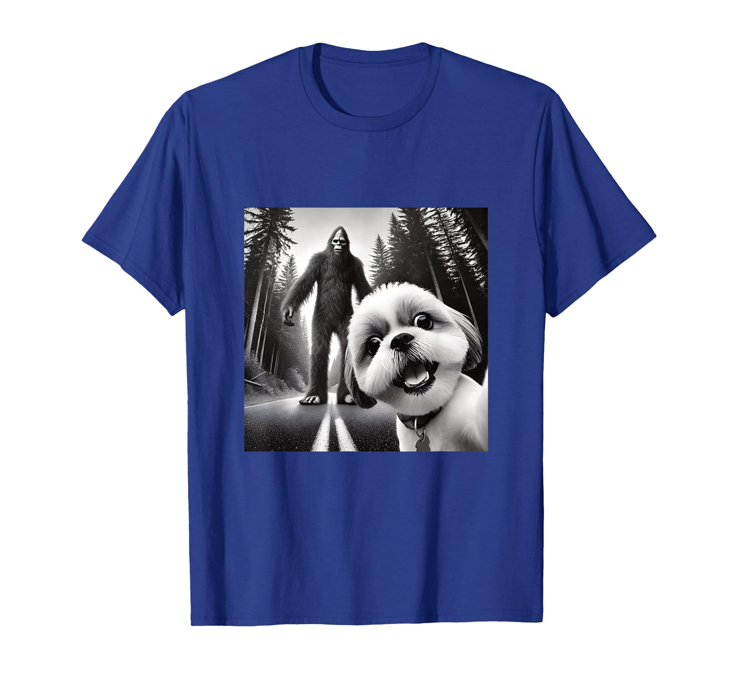Shih tzu and Bigfoot Adventure in Forest T-Shirt