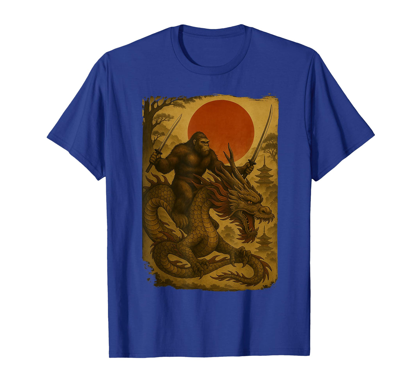 Bigfoot Ninja Riding Dragon Japanese Samurai Ukiyo-e Bigfoot T-Shirt