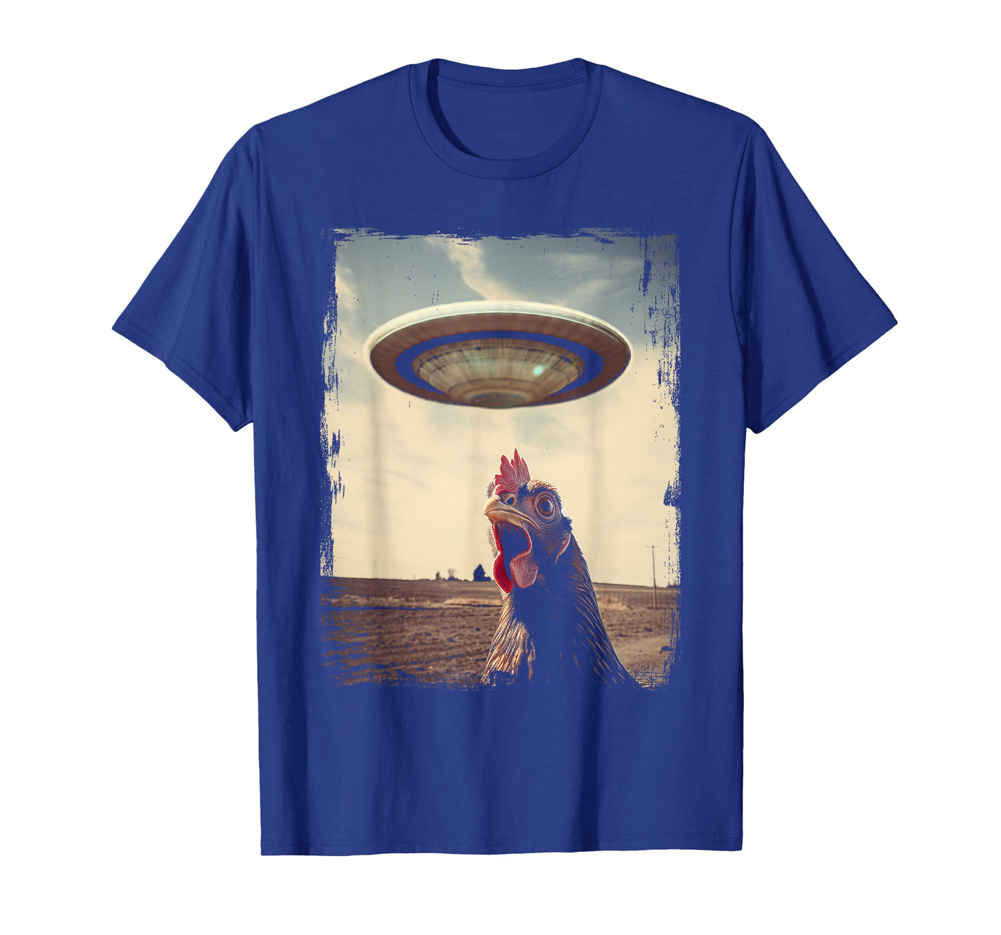 Funny Weird Chicken UFO Weirdcore Alien Believer Farmer T-Shirt