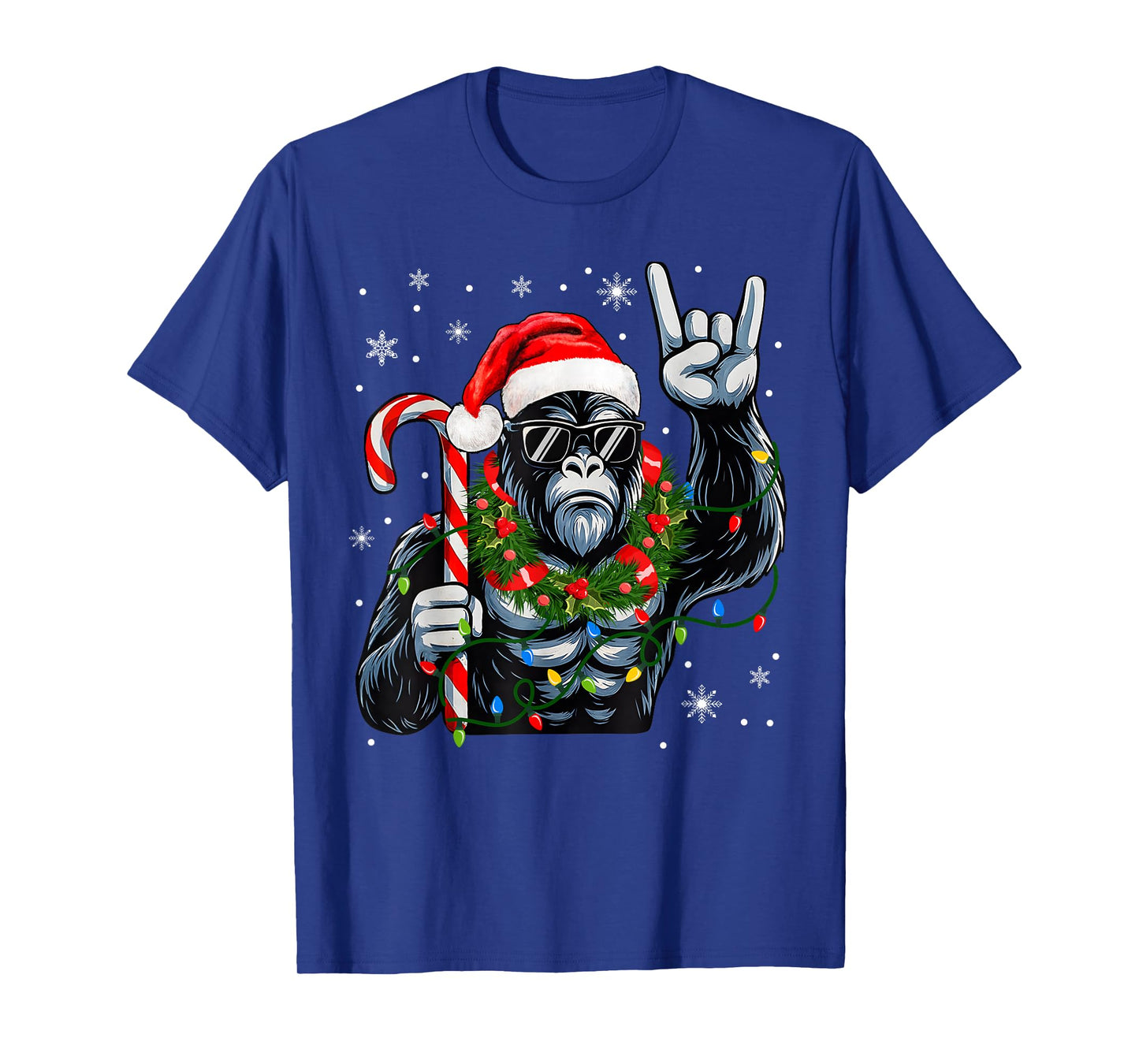 Funny Bigfoot Rock On Pajamas Pjs Christmas Xmas Men Boy T-Shirt