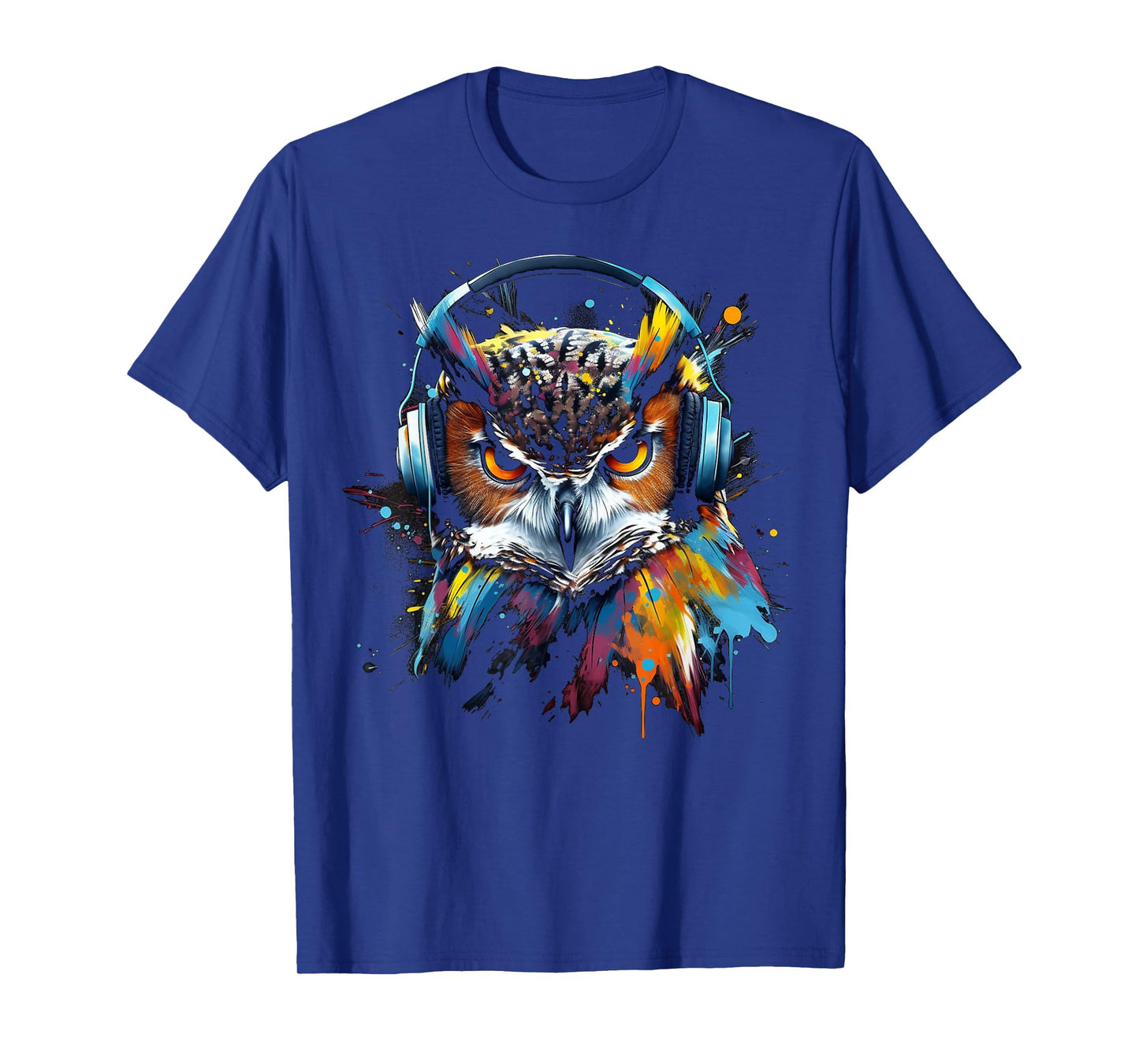 Owl Music Colourful Bird Headphones Art Animal Owl T-Shirt