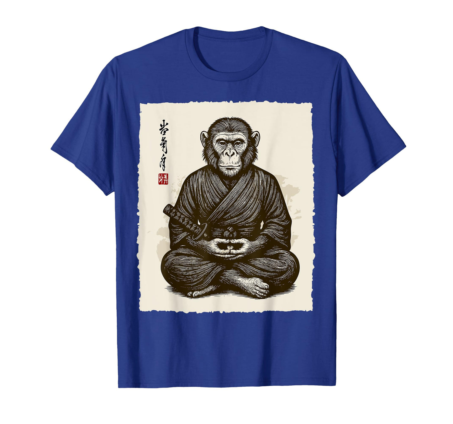 Samurai Warrior Monkey Japanese Katana Bushido Animal Art T-Shirt