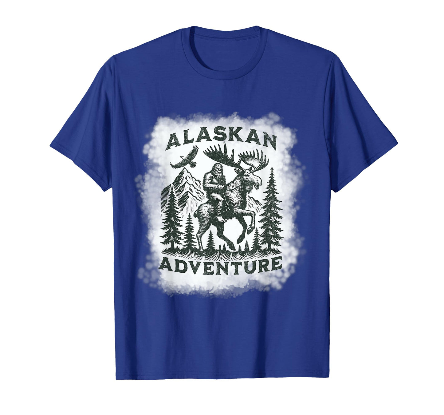 Alaskan Adventure Bigfoot Riding Moose Funny Outdoor Alaska T-Shirt