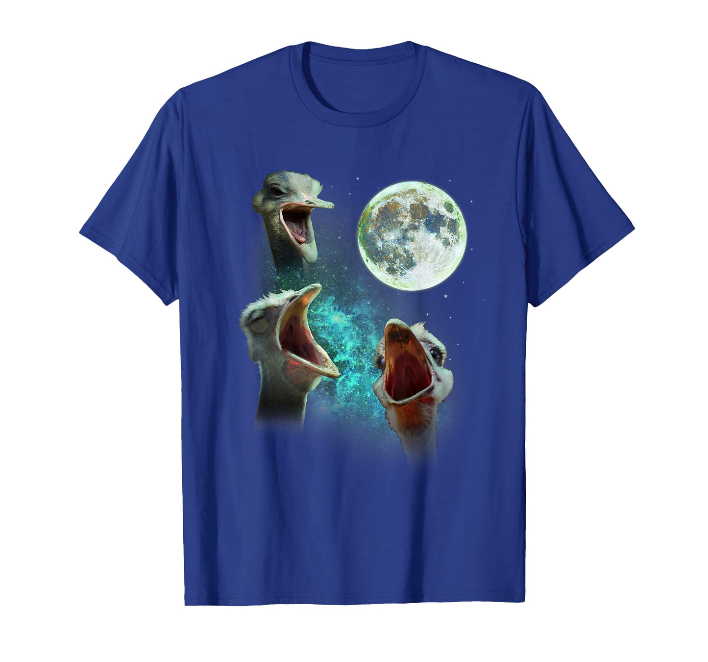 Three Ostriches Howl At Moon 3 Wolfs Wolves Fun Parody T-Shirt