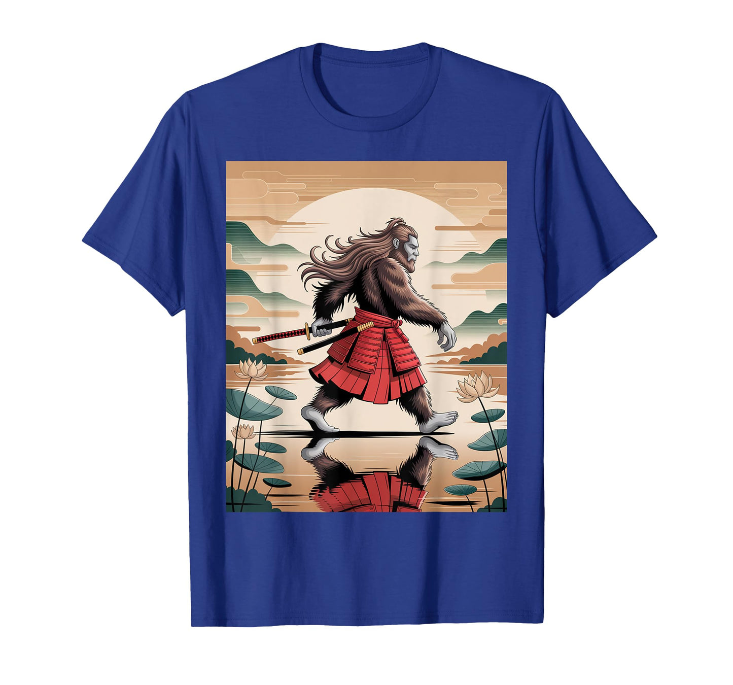 Cool Vintage Bigfoot Samurai Japanese Art for Men T-Shirt