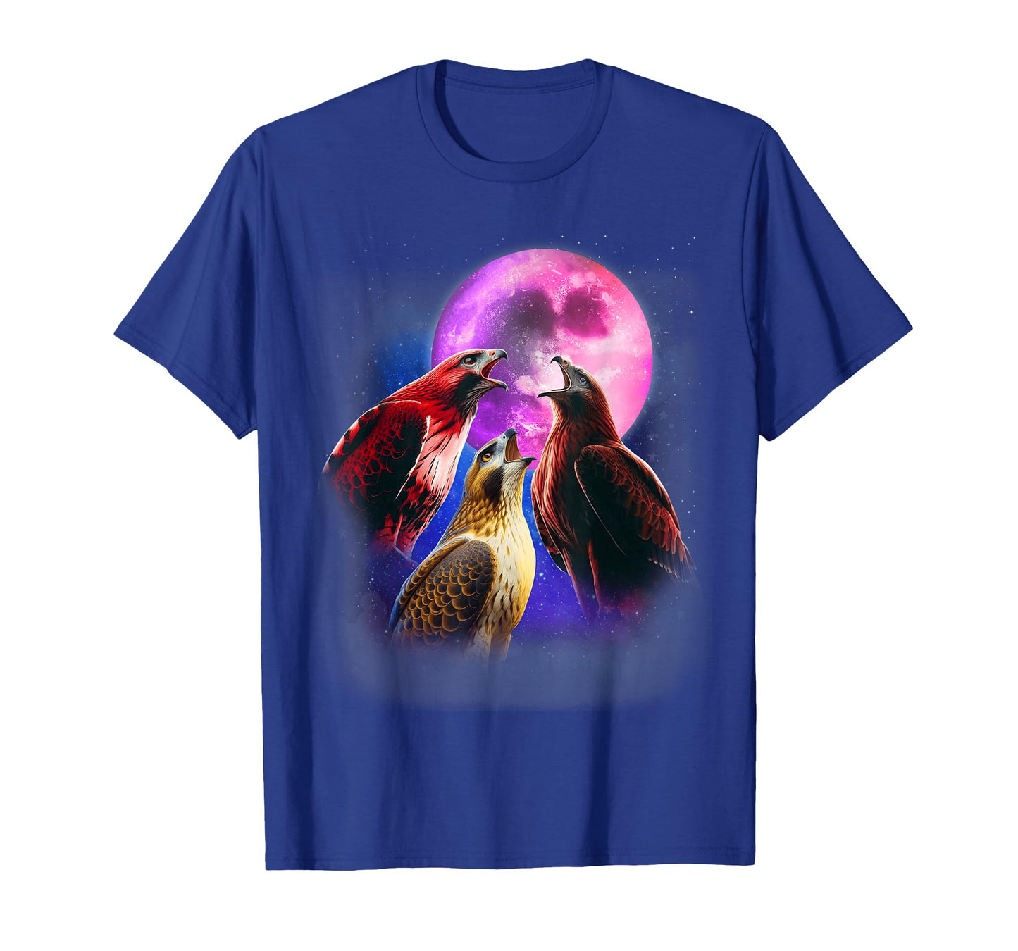 3 Hawks Howling At The Moon Funny Hawk Bird Lover Birder T-Shirt