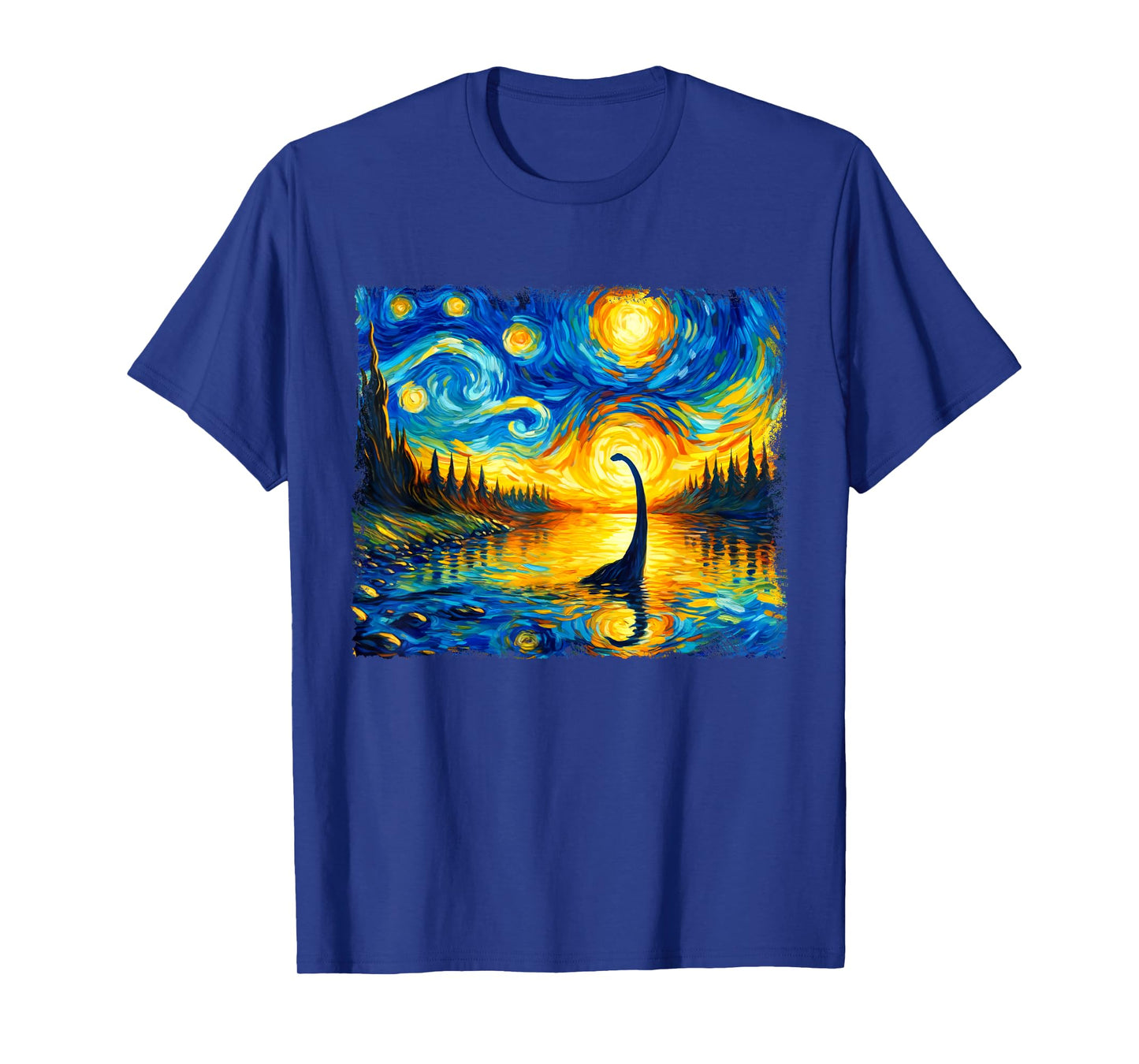 Vintage Arts Loch Ness Monster Outfits Starry Night Humor T-Shirt