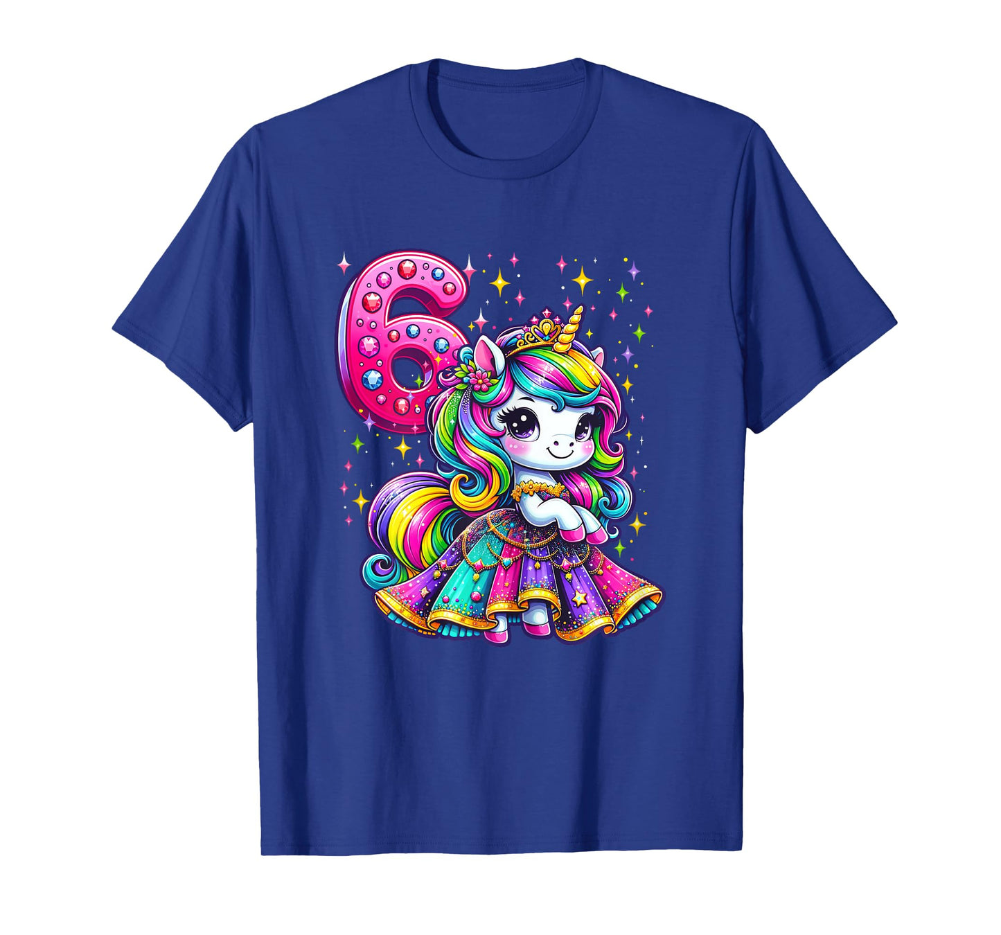 Unicorn Princess 6th Birthday 6 Year Old Party Girls Outfit T-Shirt