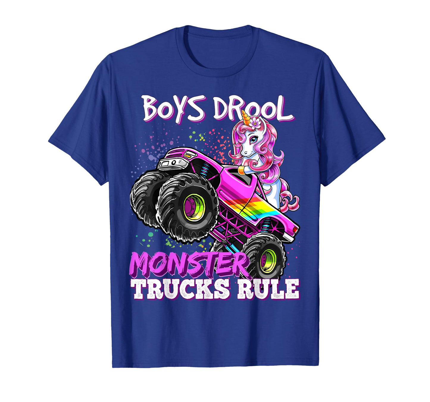 Boys Drool Monster Trucks Rule Unicorn Monster Truck Girl T-Shirt