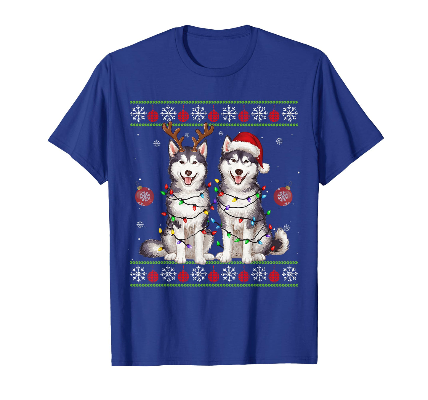 Siberian Husky Christmas Santa Reindeer Christmas Sweater T-Shirt
