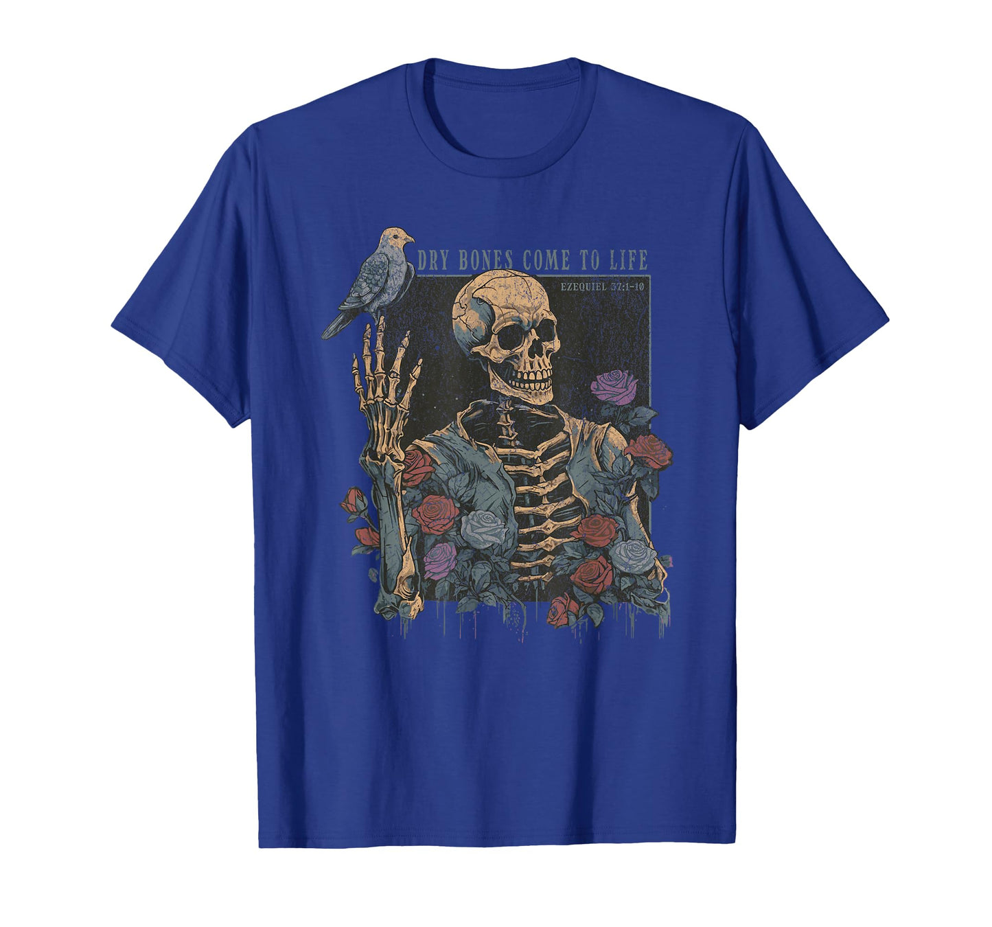 Dry Bones Come to Life Skeleton Bird Flower Nature Halloween T-Shirt