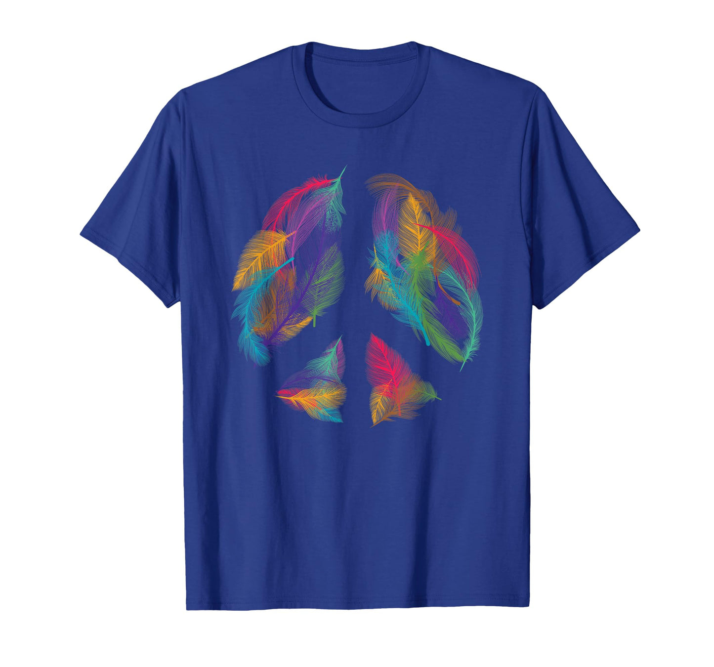 Peace Sign Colorful Feathers Hippie Peace Symbol Retro T-Shirt