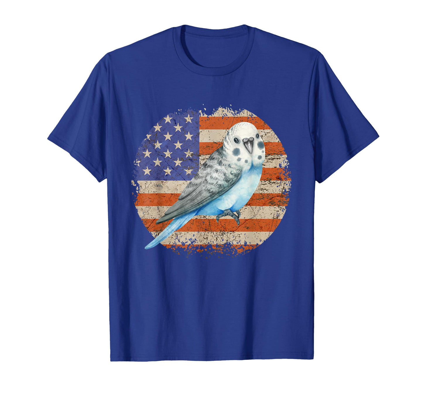Parakeet Budgie Retro Grunge Patriotic American US Flag T-Shirt