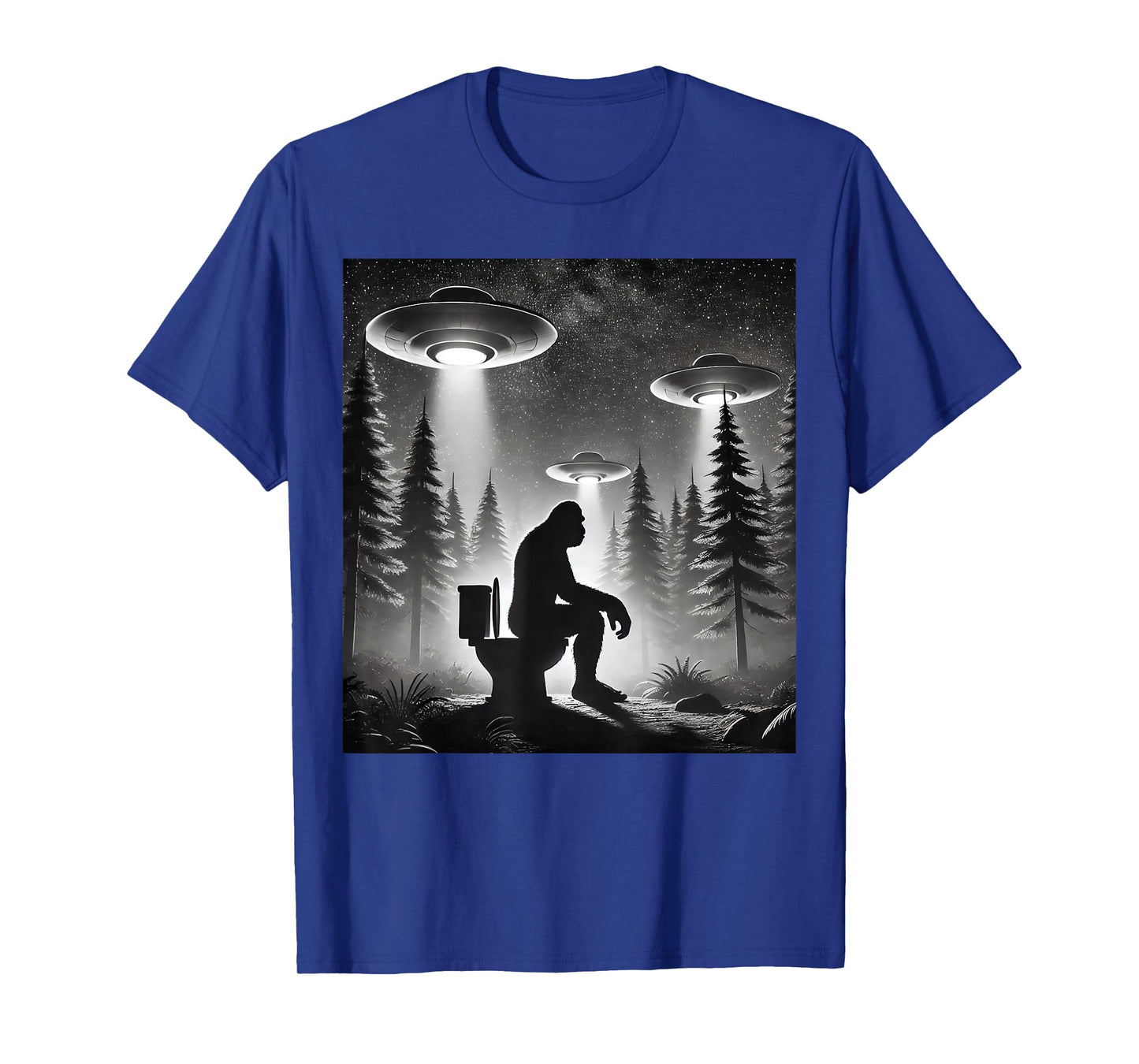 Funny Bigfoot Sasquatch Taking a Dump Alien UFOs T-Shirt