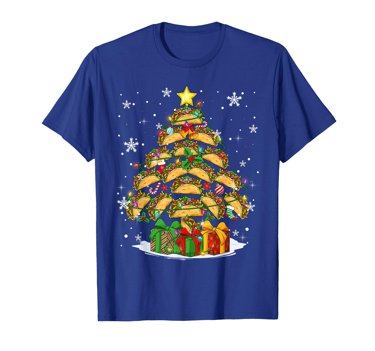 Funny Tacos Christmas Tree Lights Mexican Food Lover Xmas T-Shirt