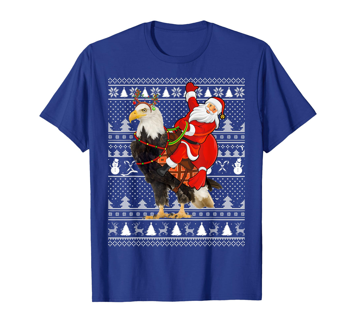 Bald Eagle Bird Lover Santa Riding Bald Eagle Ugly Christmas T-Shirt