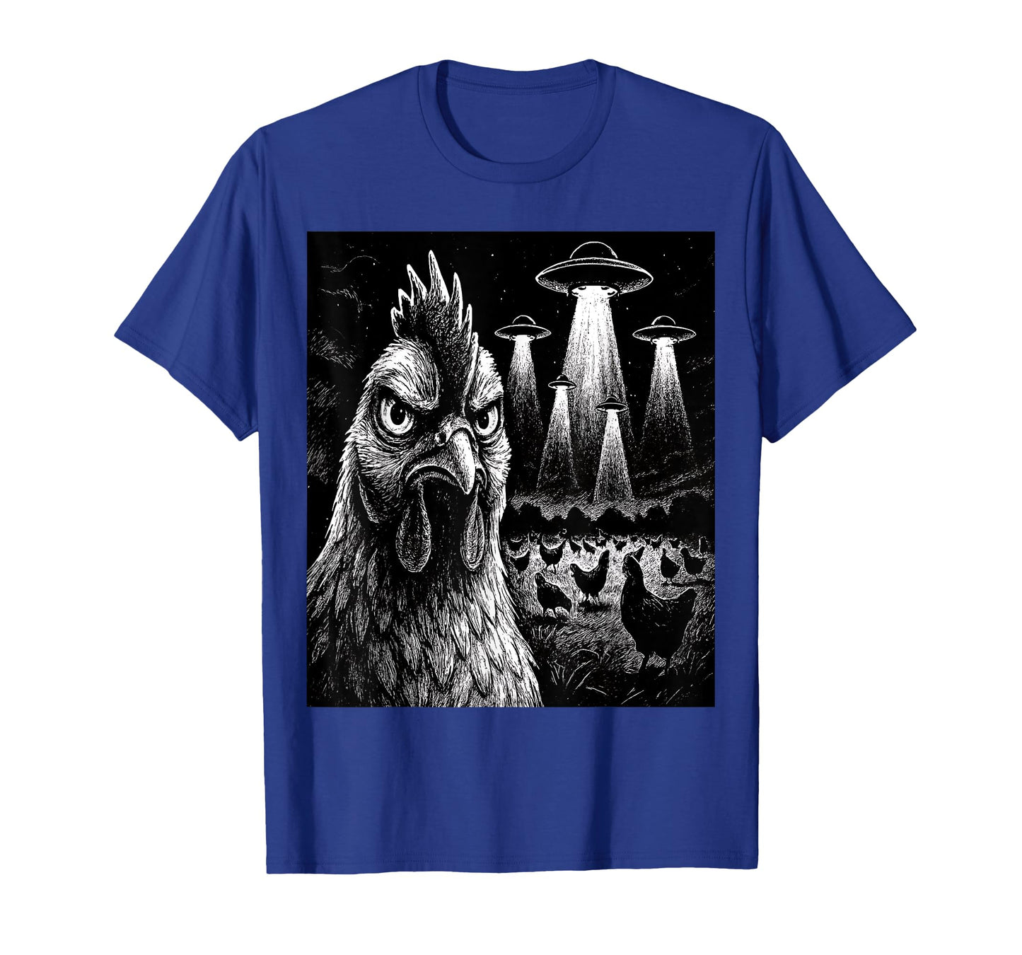 Funny Chicken Rooster Selfie Chicken with Weird Aliens T-Shirt