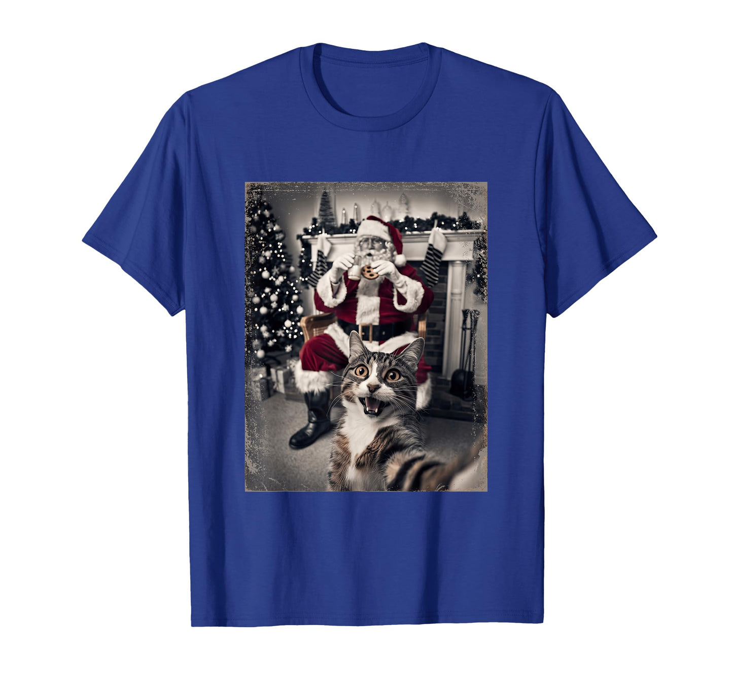 Funny Xmas Cat Selfie Santa Ugly Sweater Christmas Outfit T-Shirt