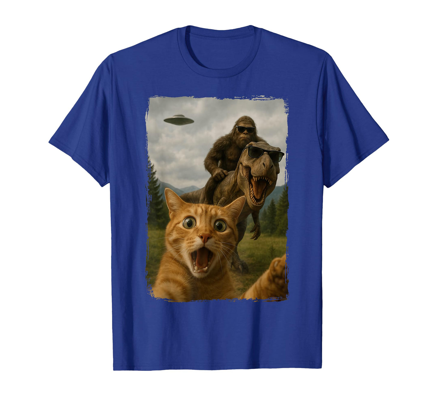 Cat T-Rex Bigfoot Ufo Selfie T-Shirt