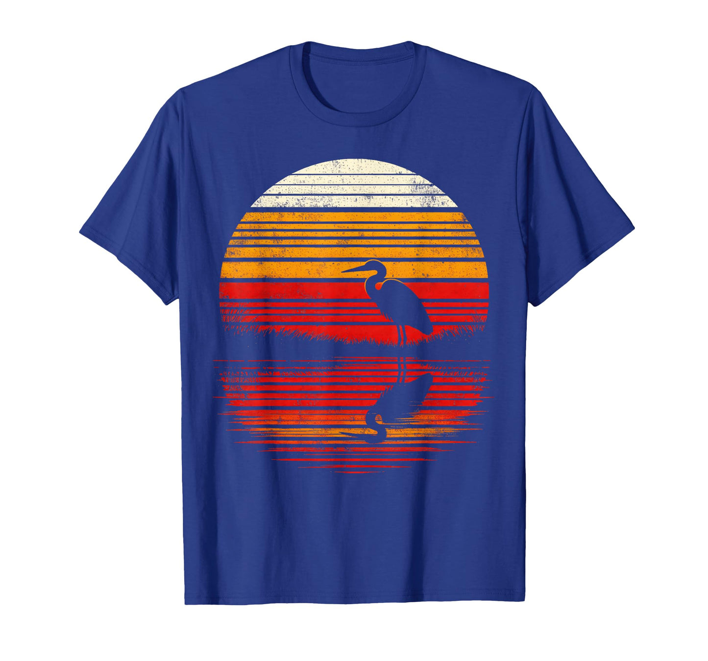 Heron Bird Sunset Retro Style Safari Vintage 70s T-Shirt