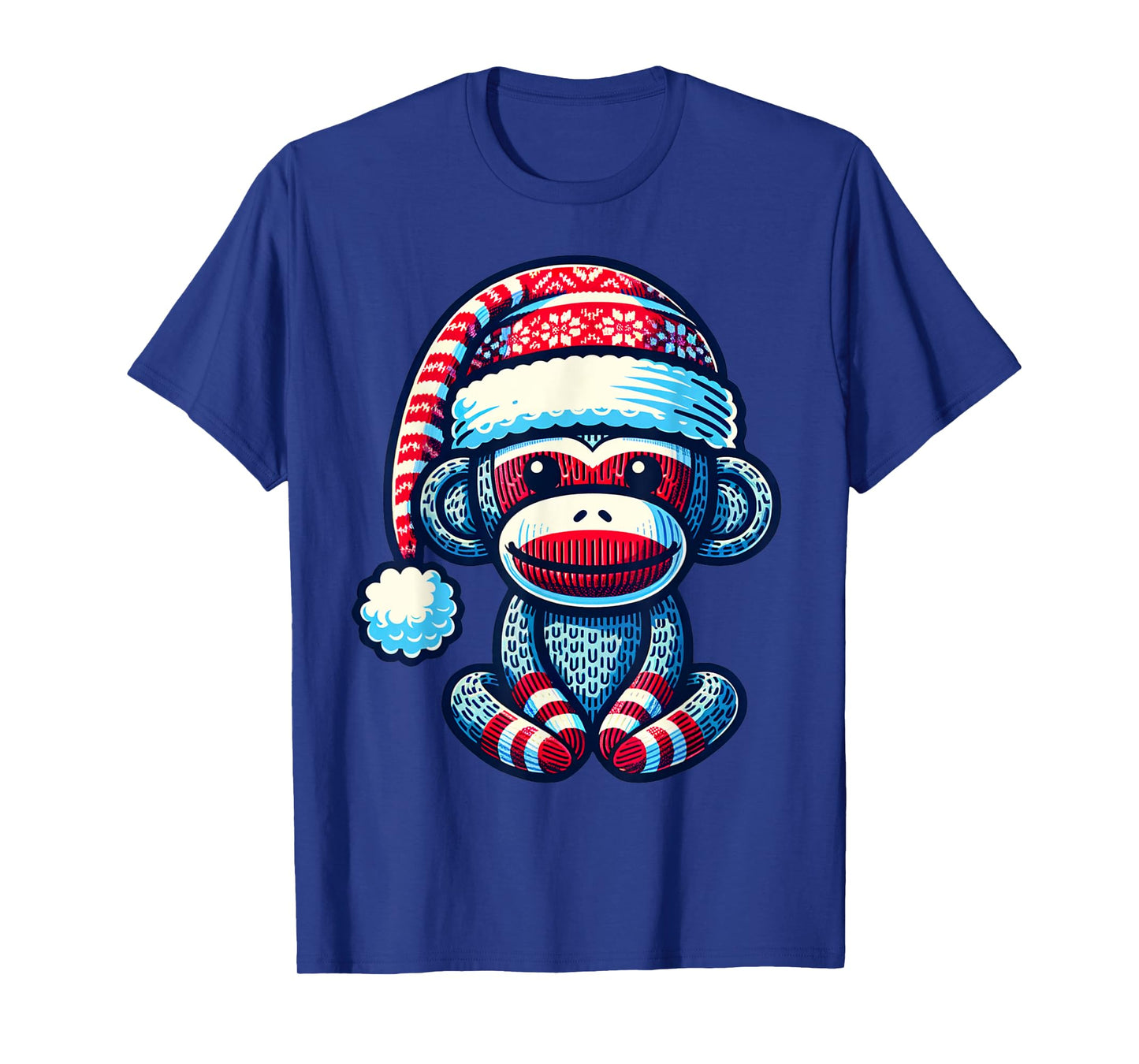 Cute Sock Monkey Wearing a Santa Hat Sock Monkey Christmas T-Shirt