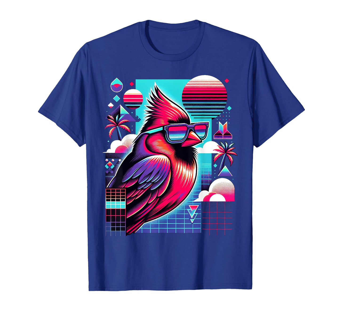 Cool Bird 80s Retrowave 90s Vaporwave Northern Cardinal Bird T-Shirt