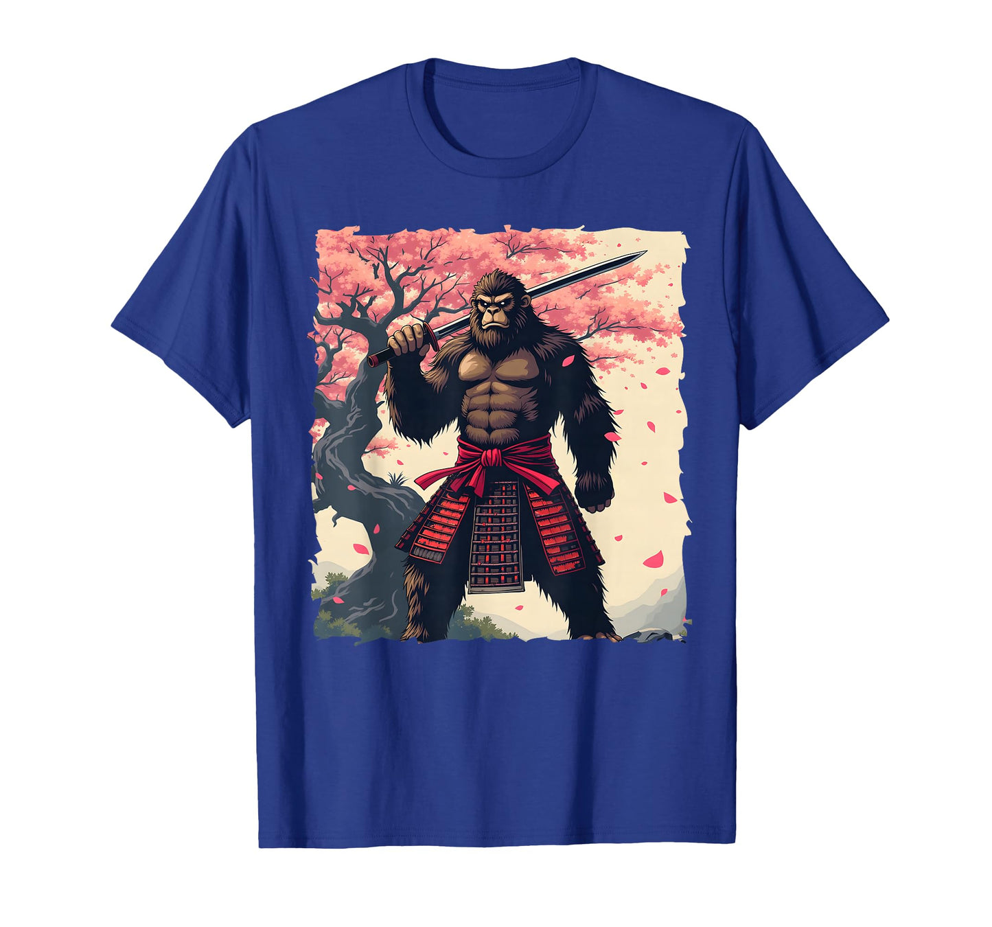 Samurai Bigfoot Sasquatch Vintage Japanese Art Anime Graphic T-Shirt