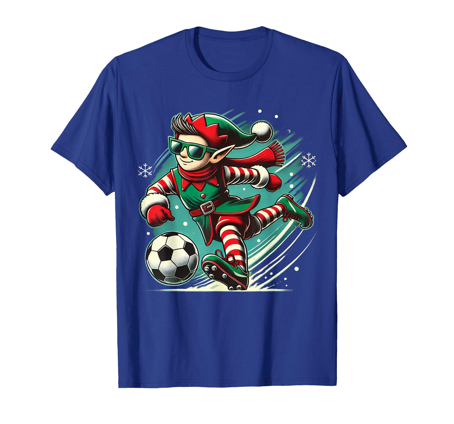 Cute Elf Playing Soccer lovers boys Girls kid teen Christmas T-Shirt