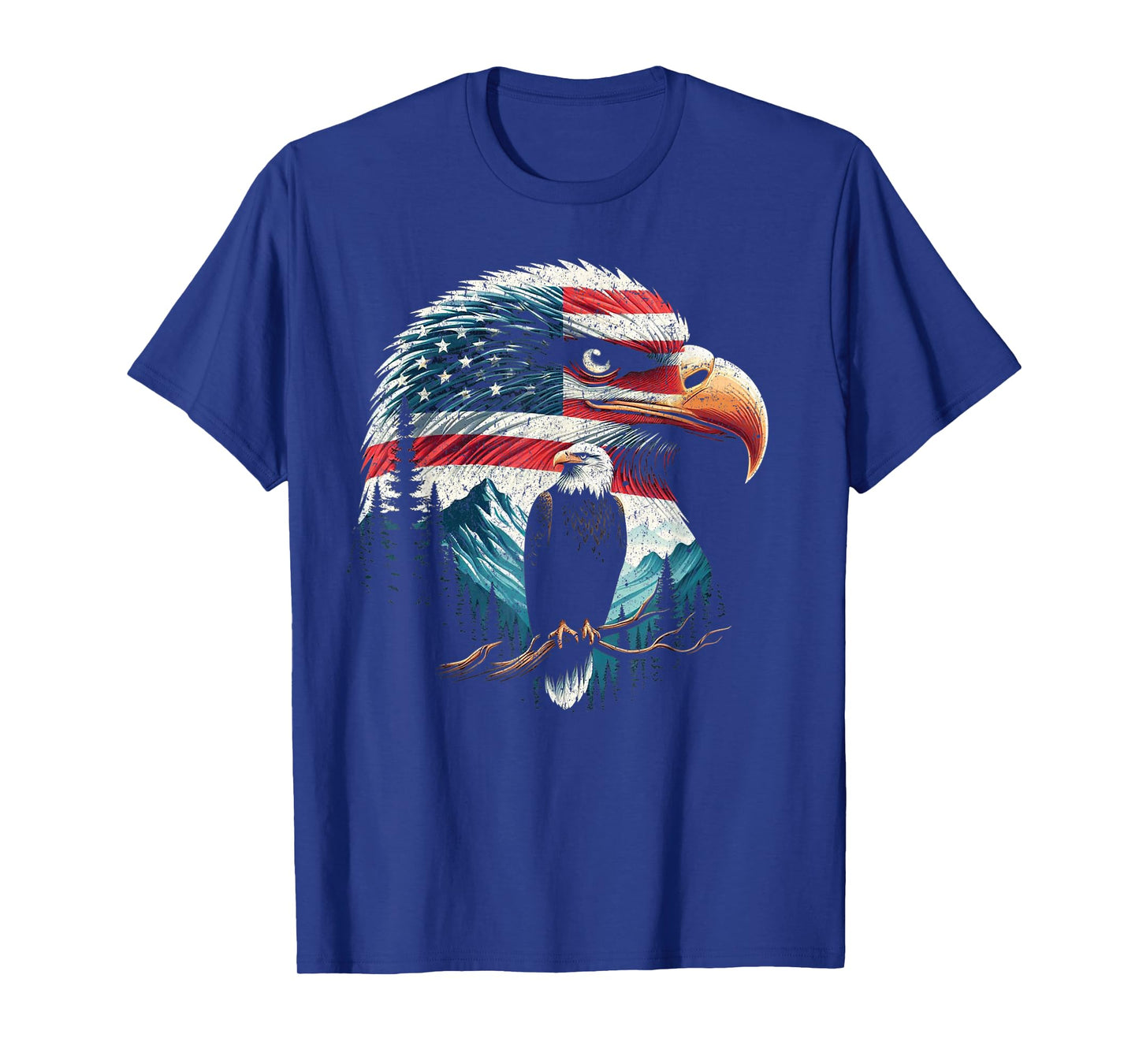 Bald Eagle American Flag For 4th Of July Red White Blue Women Kids Men T-Shirt