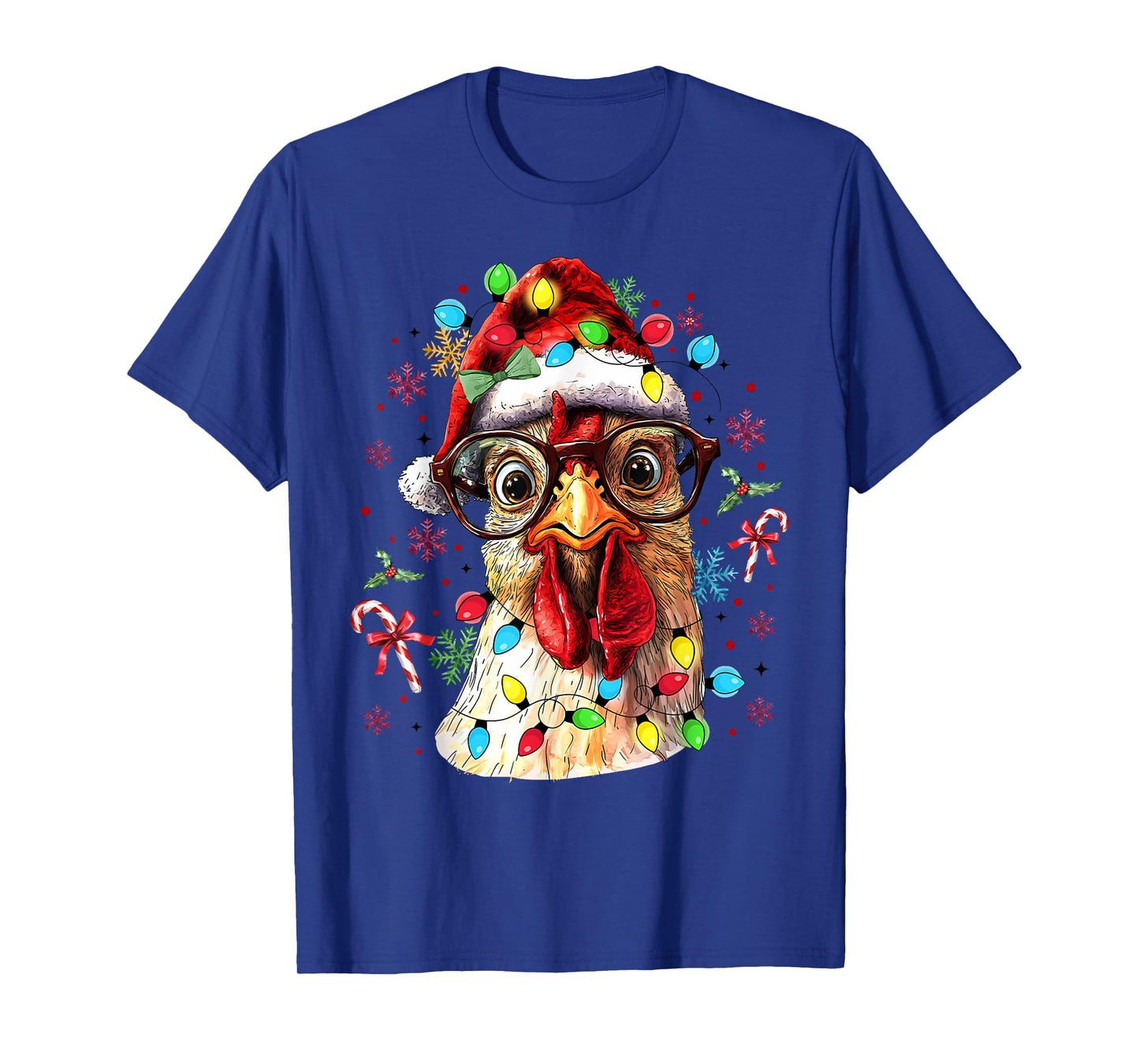 Christmas Lights Chicken Santa Funny Xmas Tree Chicken T-Shirt