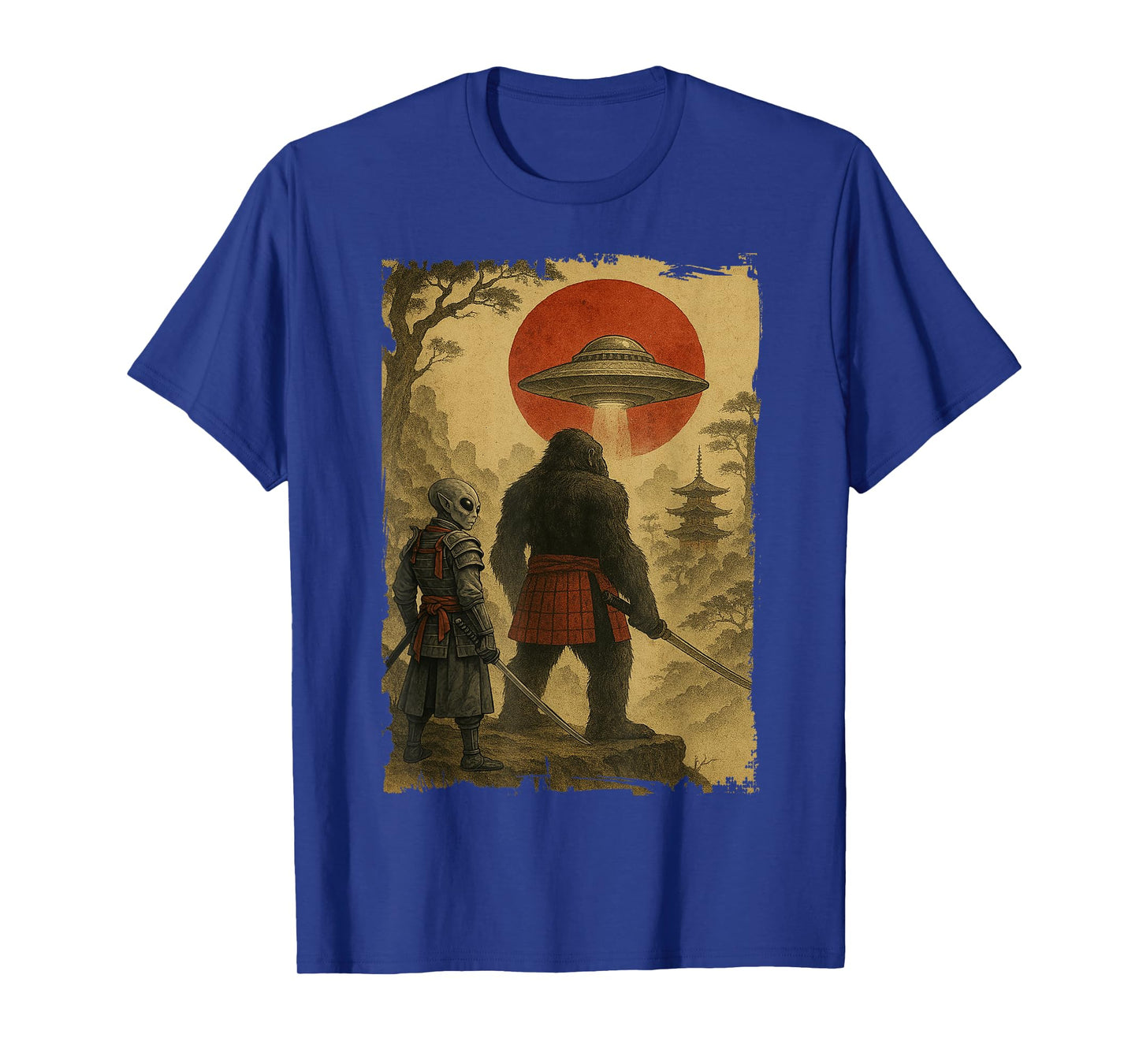 Bigfoot Ninja Alien Vintage Japanese Samurai Ukiyo-e Bigfoot T-Shirt