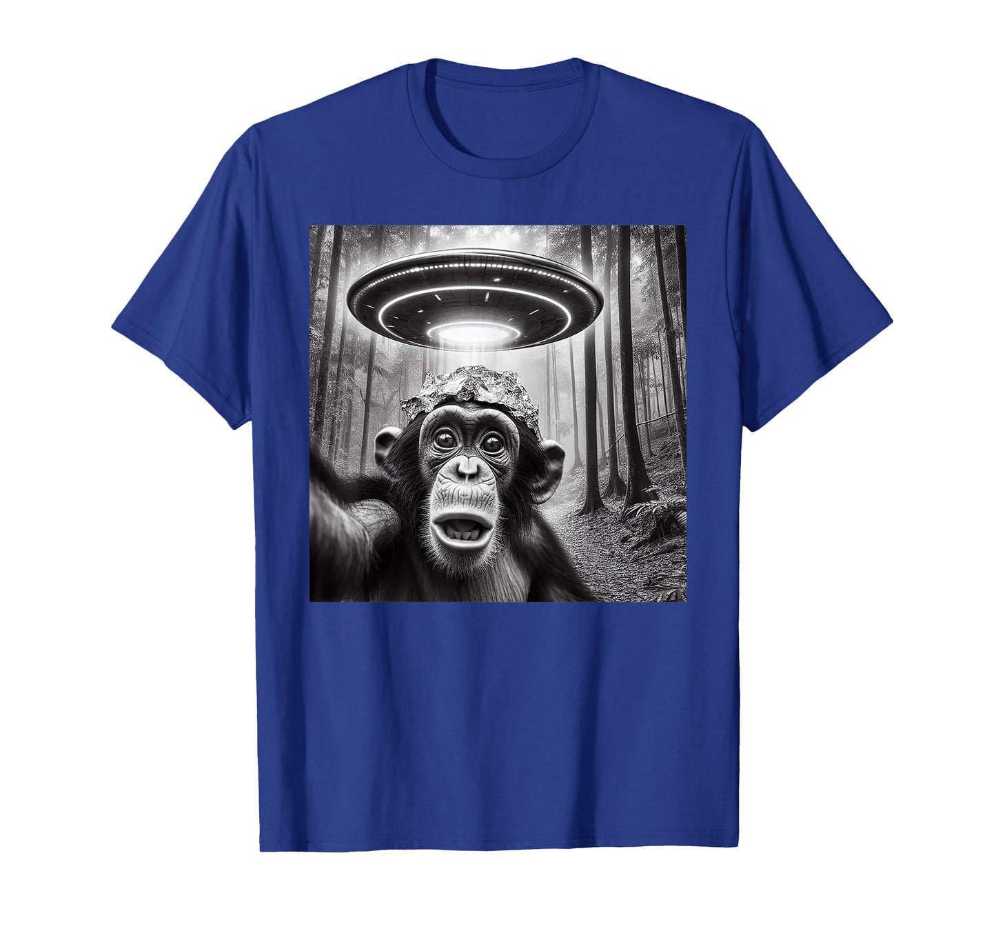 Funny Alien Abduction Meme UFO Monkey Encounter Ape Selfie T-Shirt