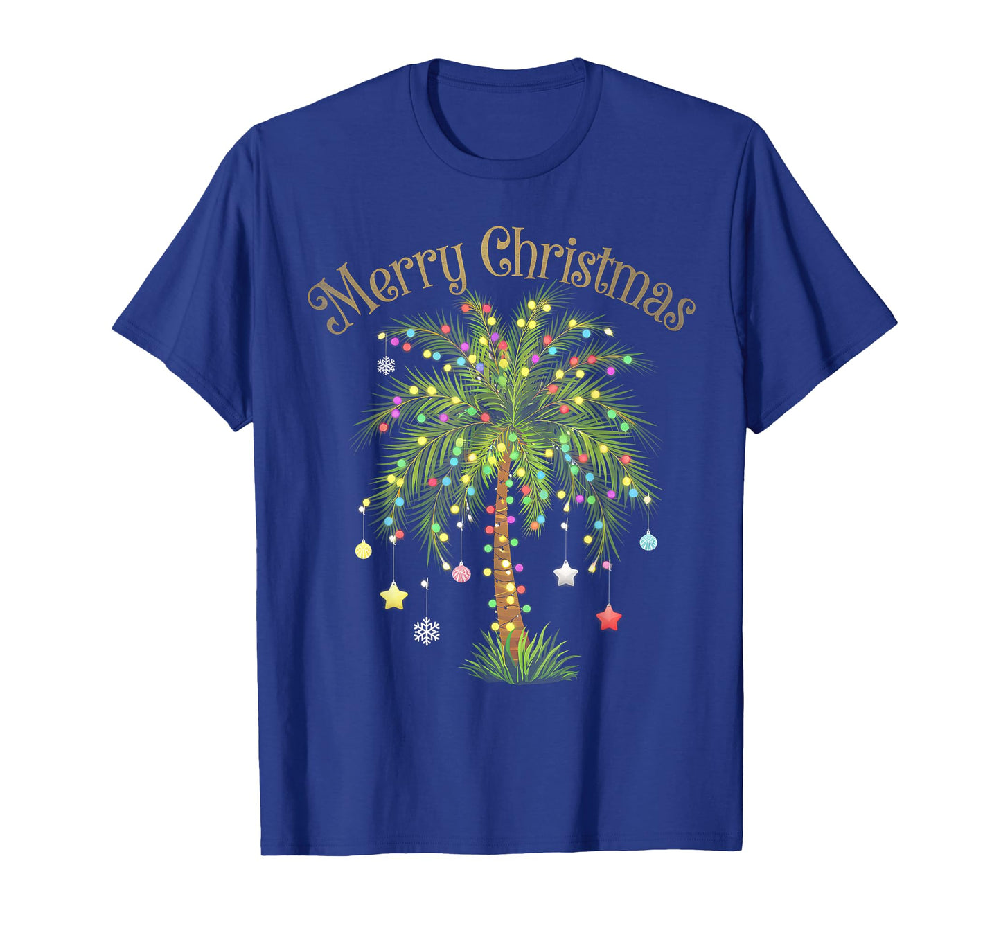 Merry Christmas Palm Tree Light Hawaiian Tropical Christmas T-Shirt
