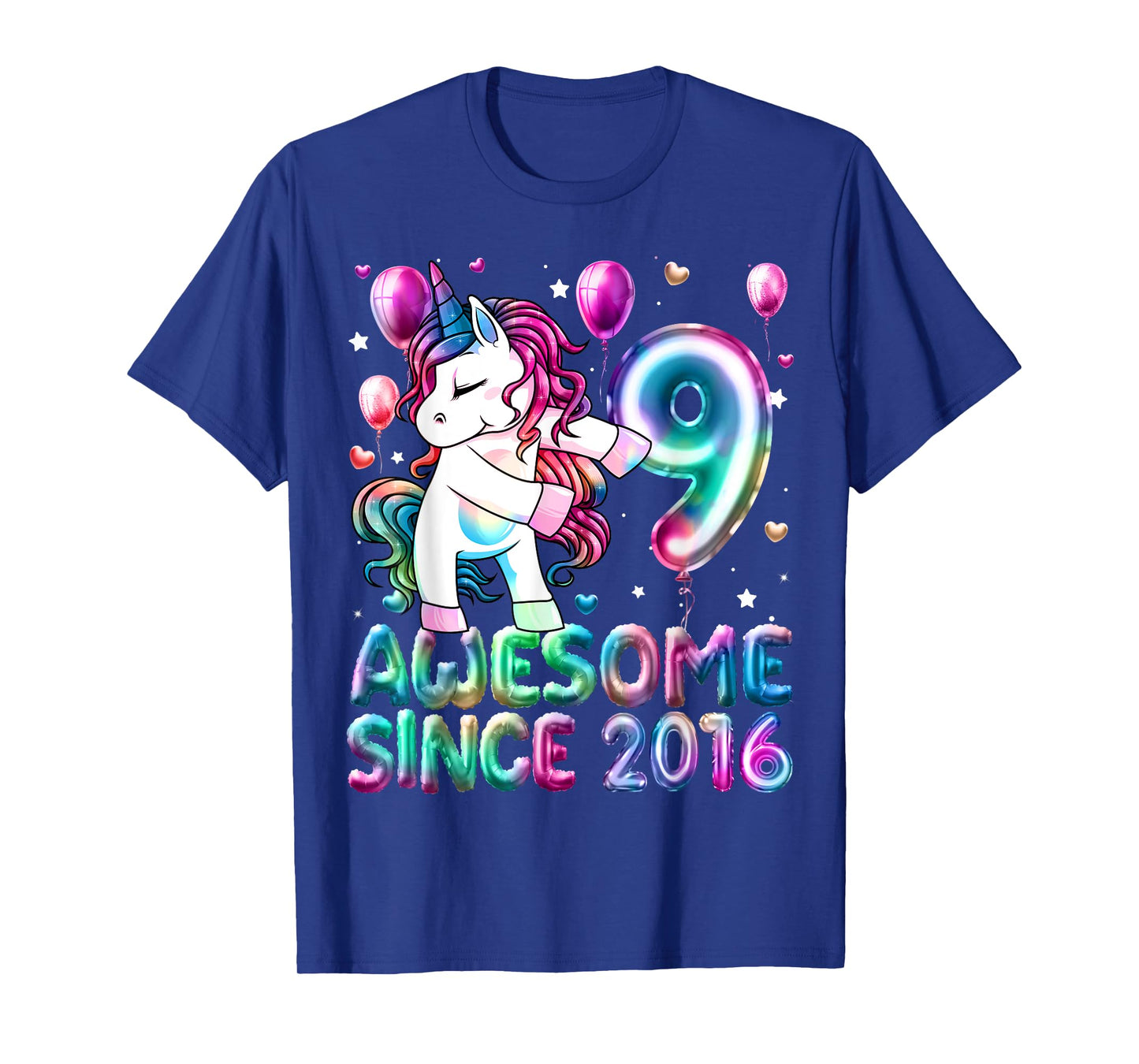 Flossing Unicorn 9 Year Old 9th Birthday Girl Unicorn Party T-Shirt
