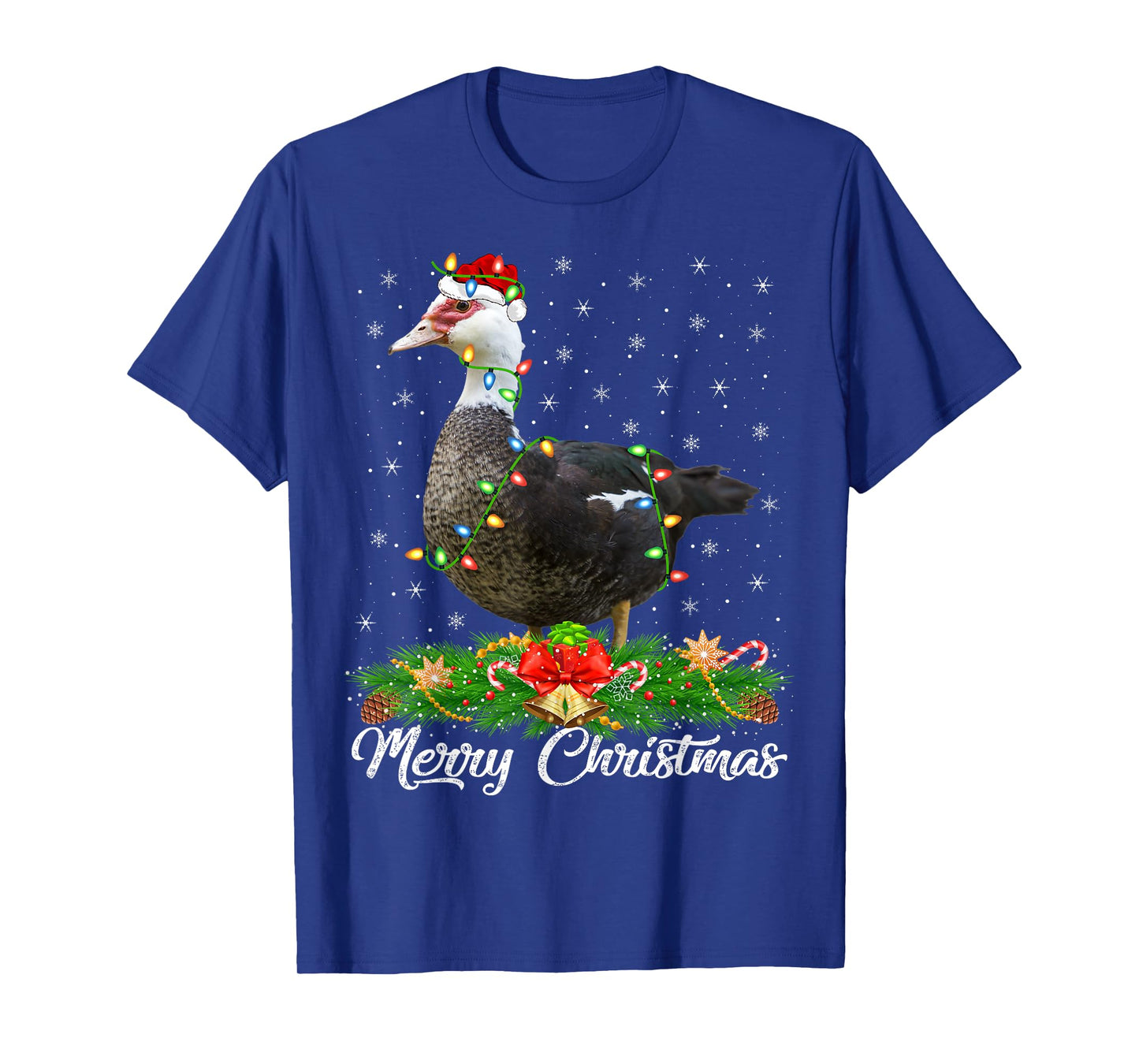 Duck Bird Lover Matching Santa Hat Muscovy Duck Christmas T-Shirt