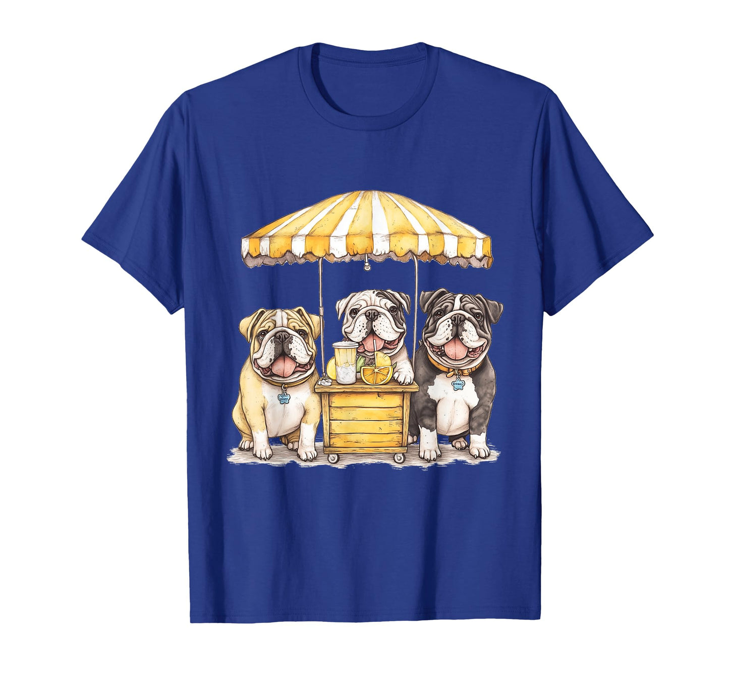 Cute English Bulldogs Running A Lemonade Stand Funny Dogs T-Shirt