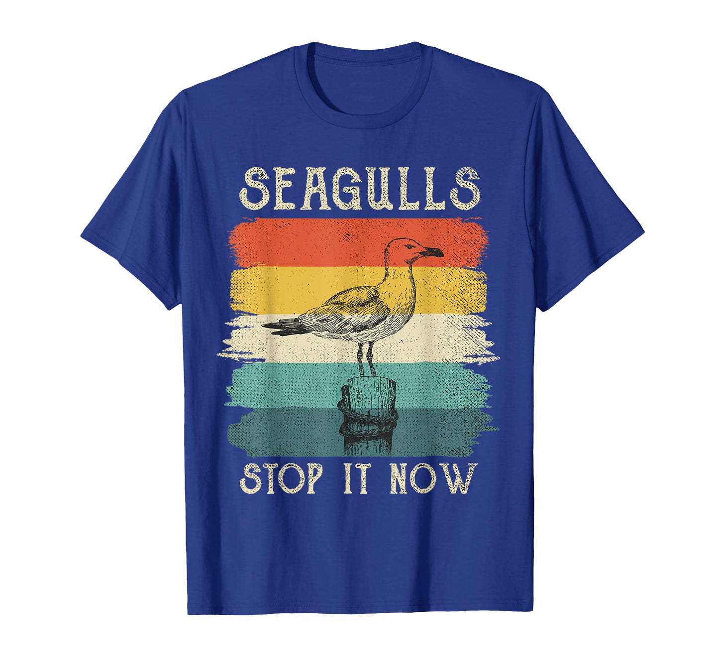 Seagulls Stop It Now Bird Lover 80s Retro Funny Seagull T-Shirt