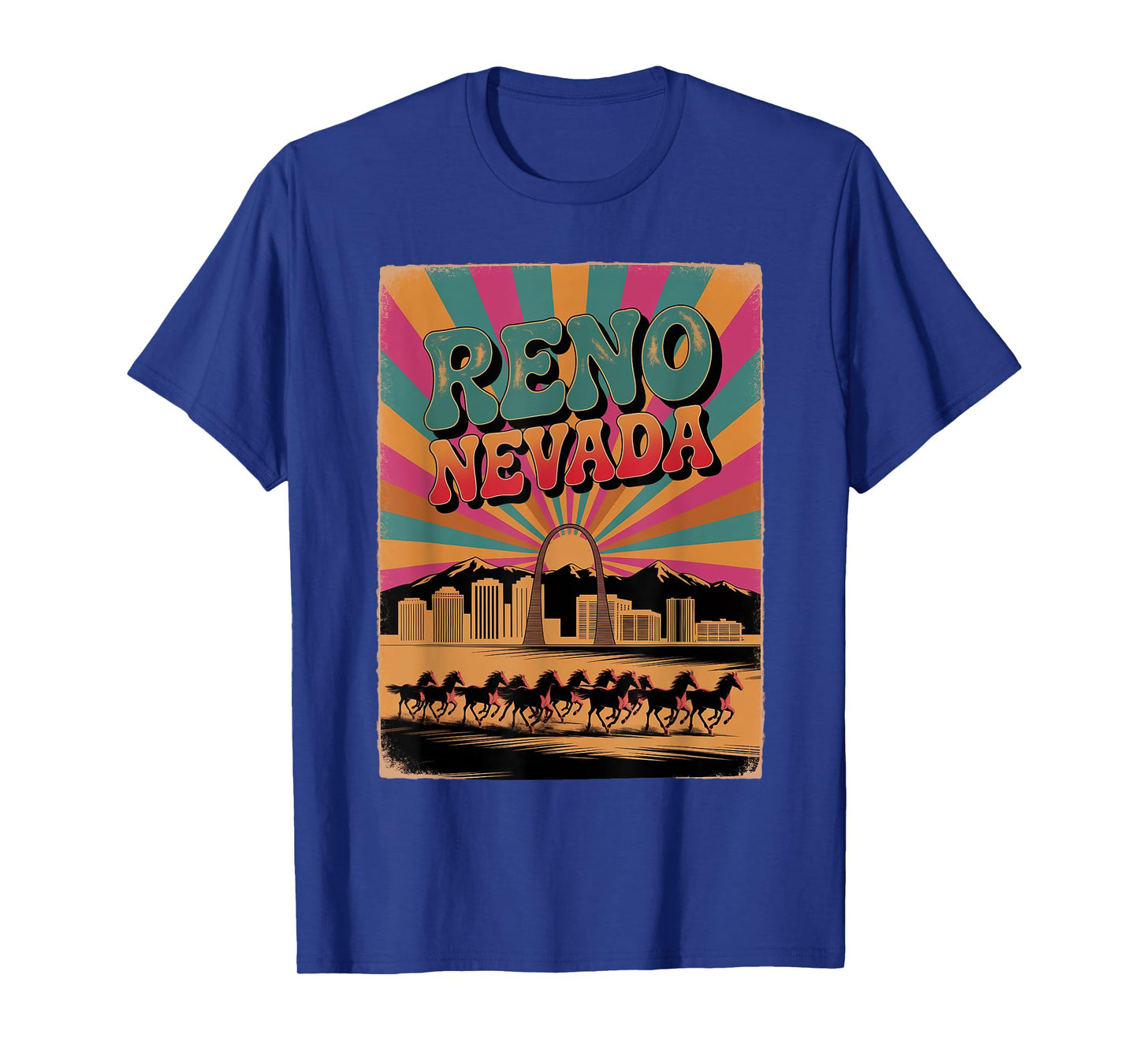 Vintage Reno Nevada Sunset Skyline Cityscape T-Shirt