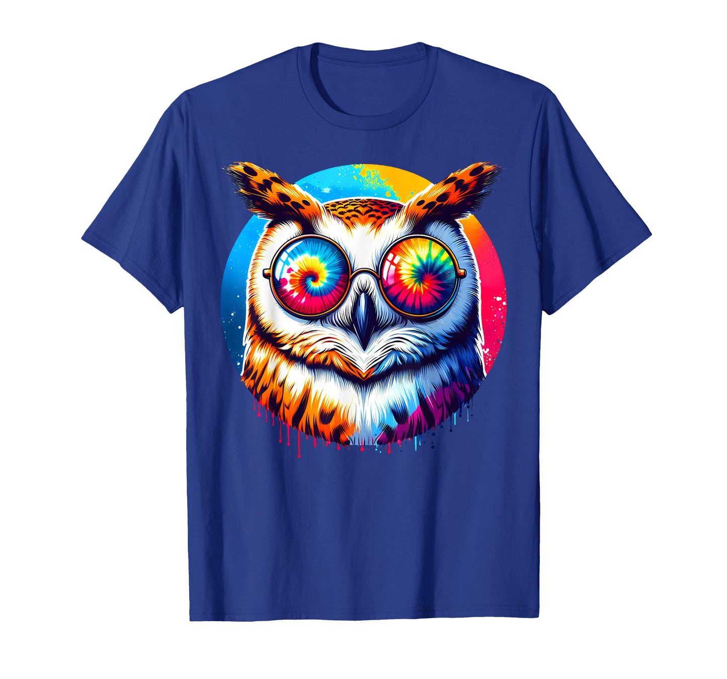 Cool Tie Dye Barn Owl Sunglasses Bird Illustration Art T-Shirt
