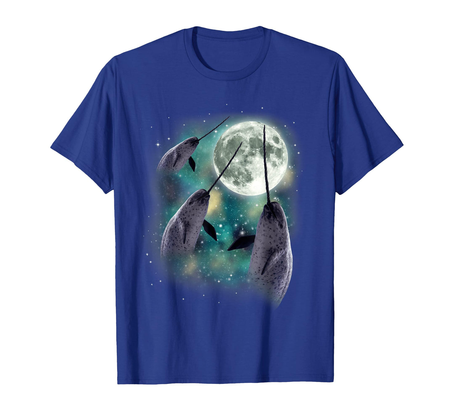 Three Narwhal Moon Arctic Sea 3 Whales Howling Parody T-Shirt