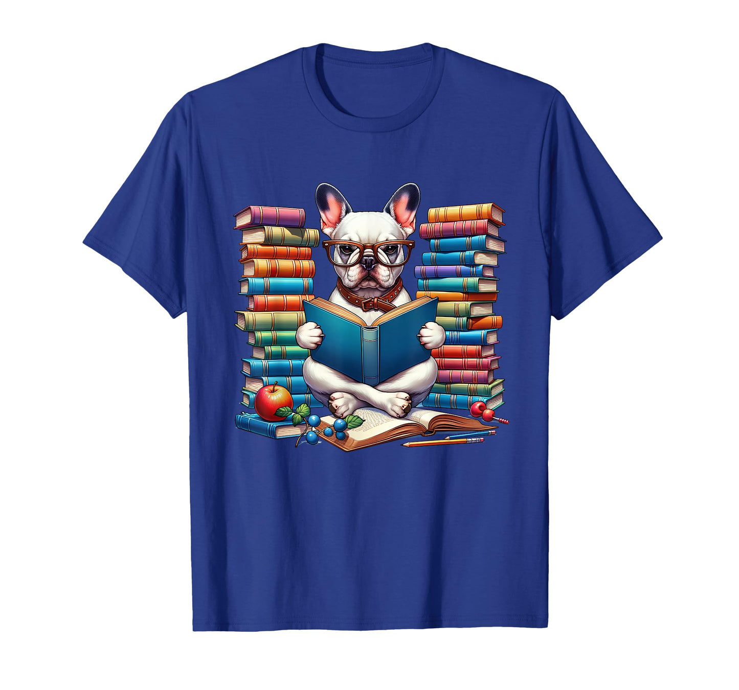 Frenchie Reading Book Reader Bookworm French Bulldog Lover T-Shirt