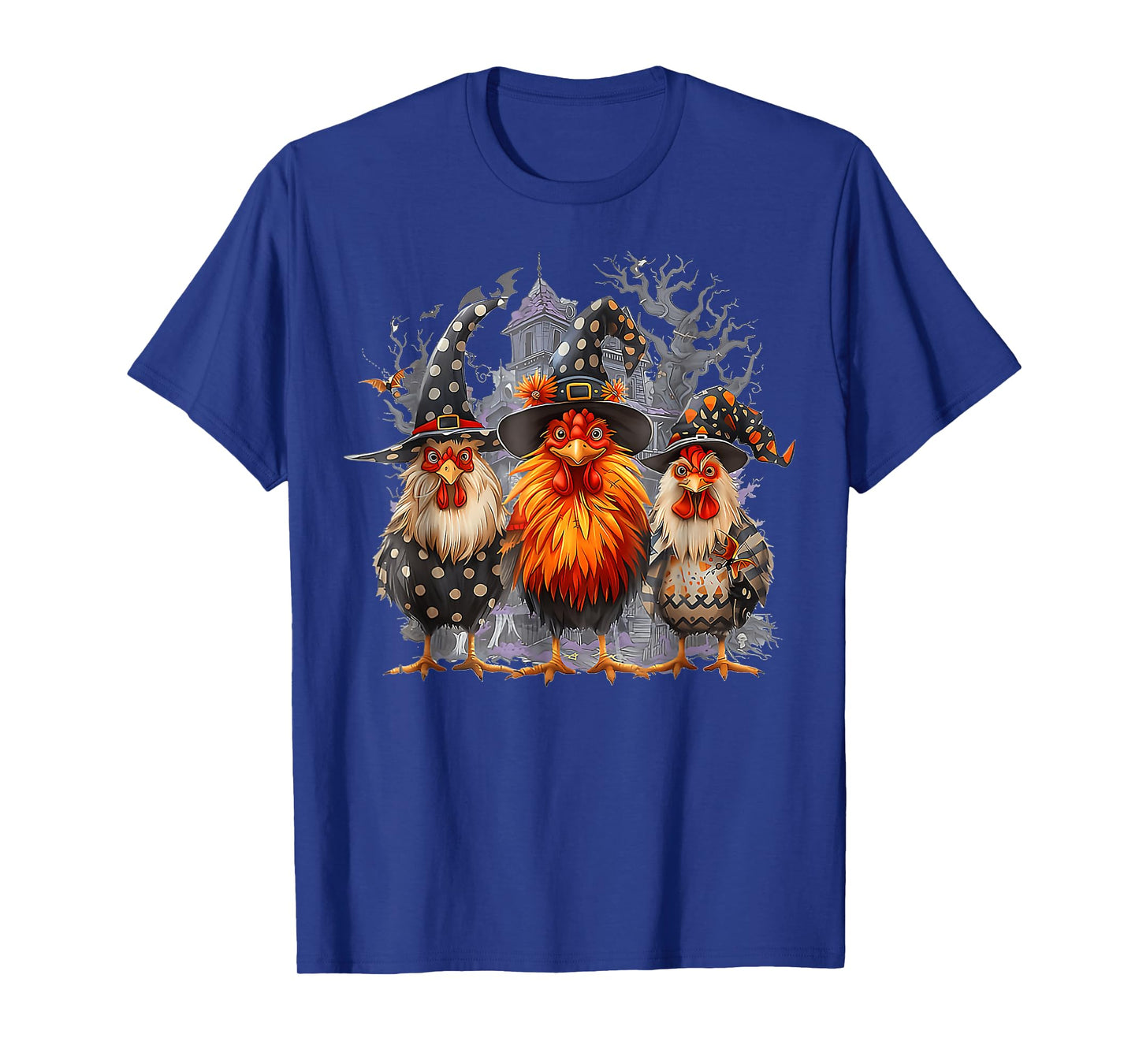 Retro House Chickens Witch Halloween Spooky Autumn Fall T-Shirt