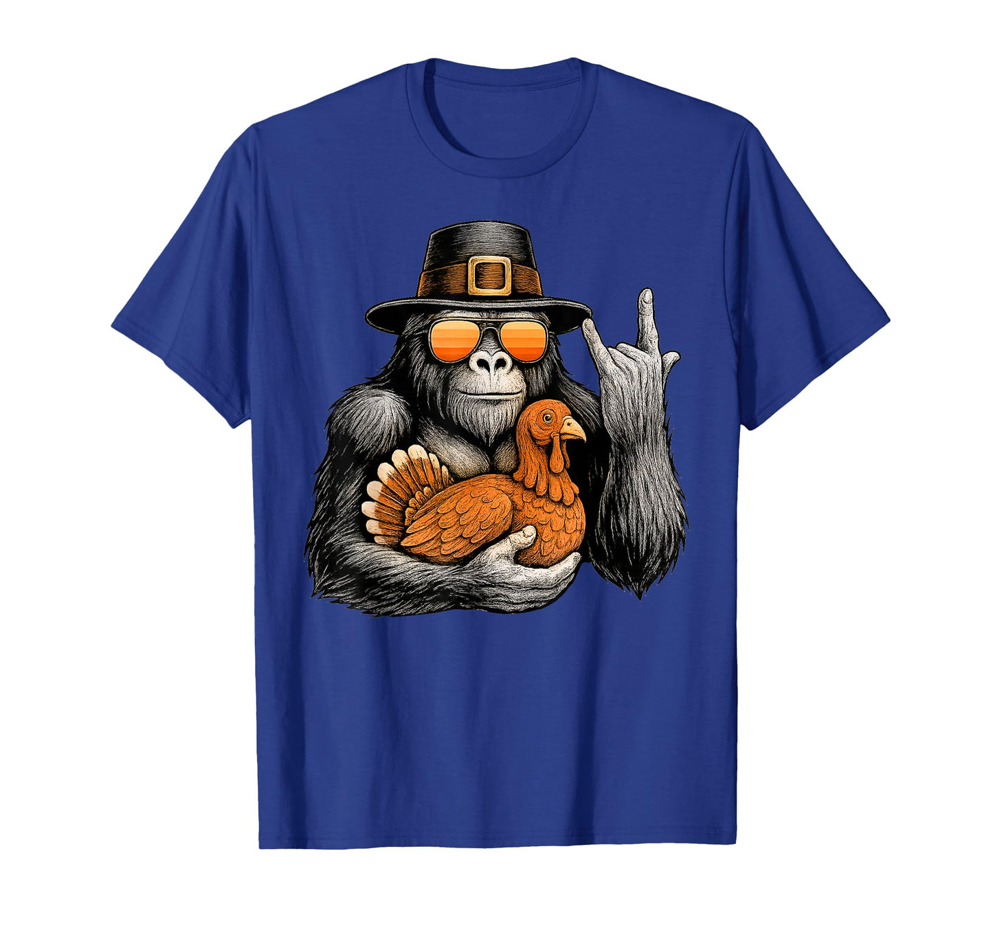 Funny Bigfoot Rock On Turkey Vintage Thanksgiving Boys Men T-Shirt